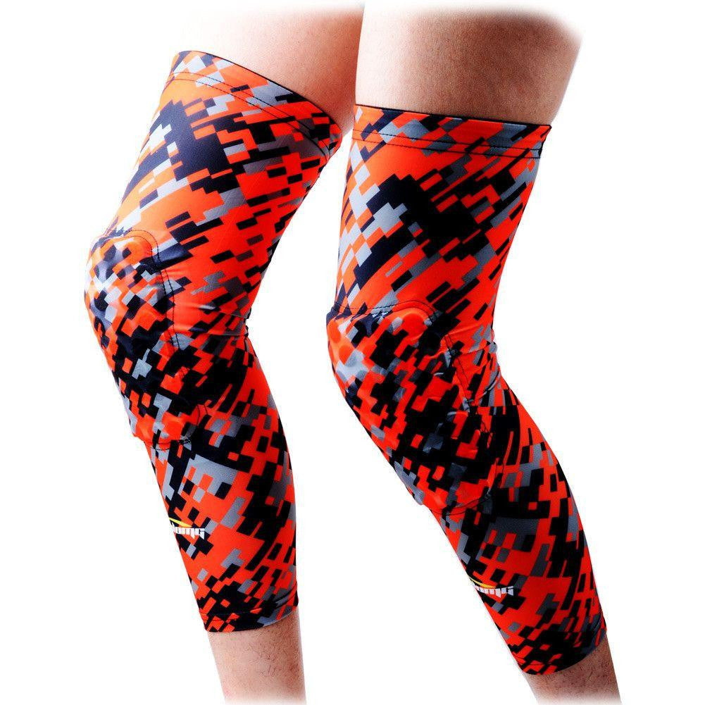Camo Orange Black Knee Pads Sleeves - 2 Pairs Heavy Duty Protective Gear for Construction, Gardening, Sports & Outdoor Activities