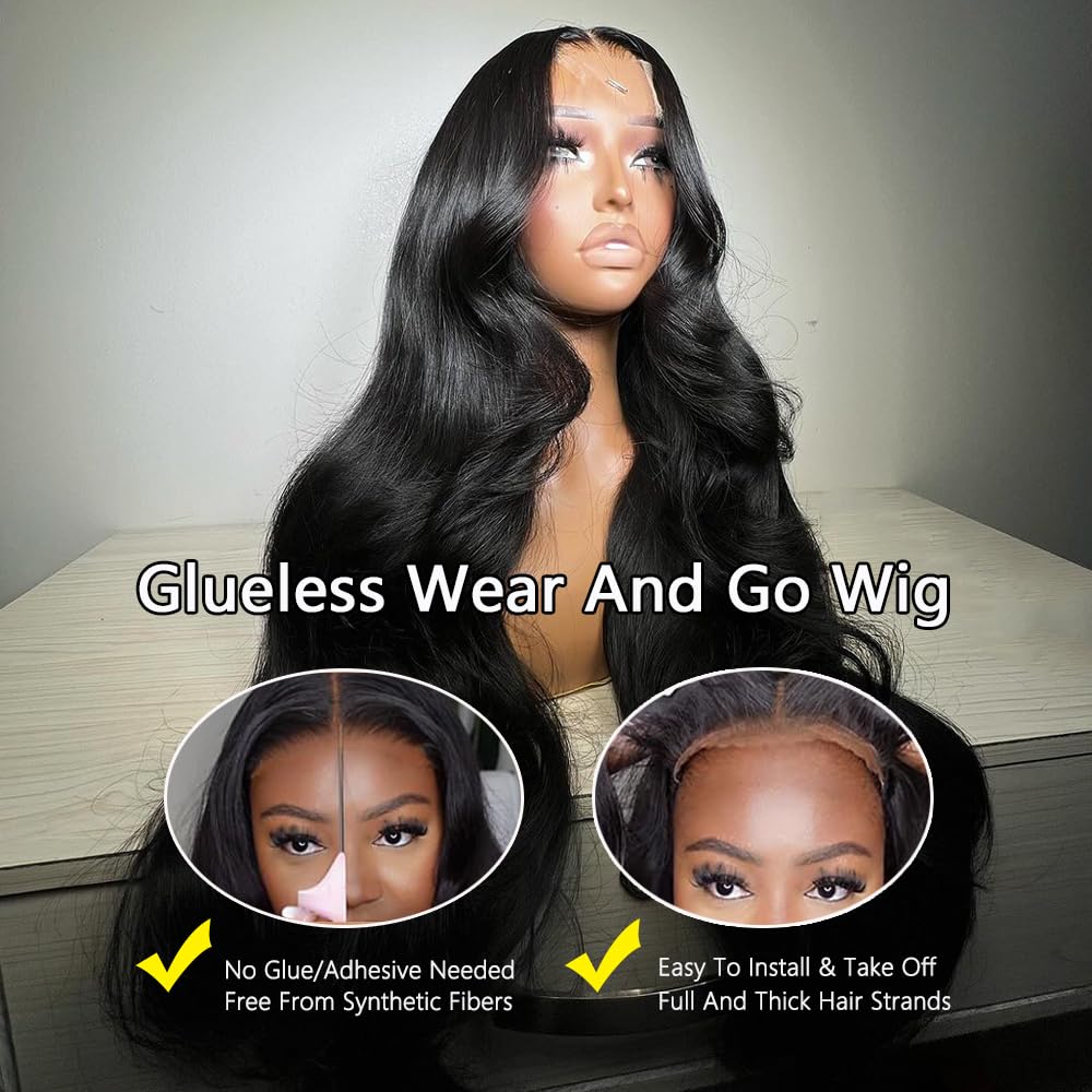 32 Inch Body Wave Lace Front Wigs Human Hair - Transparent 13x4 Lace Frontal Wig 180% Density - Pre Plucked with Baby Hair for Black Women - Perfect for Daily Wear, Parties & Special Occasions