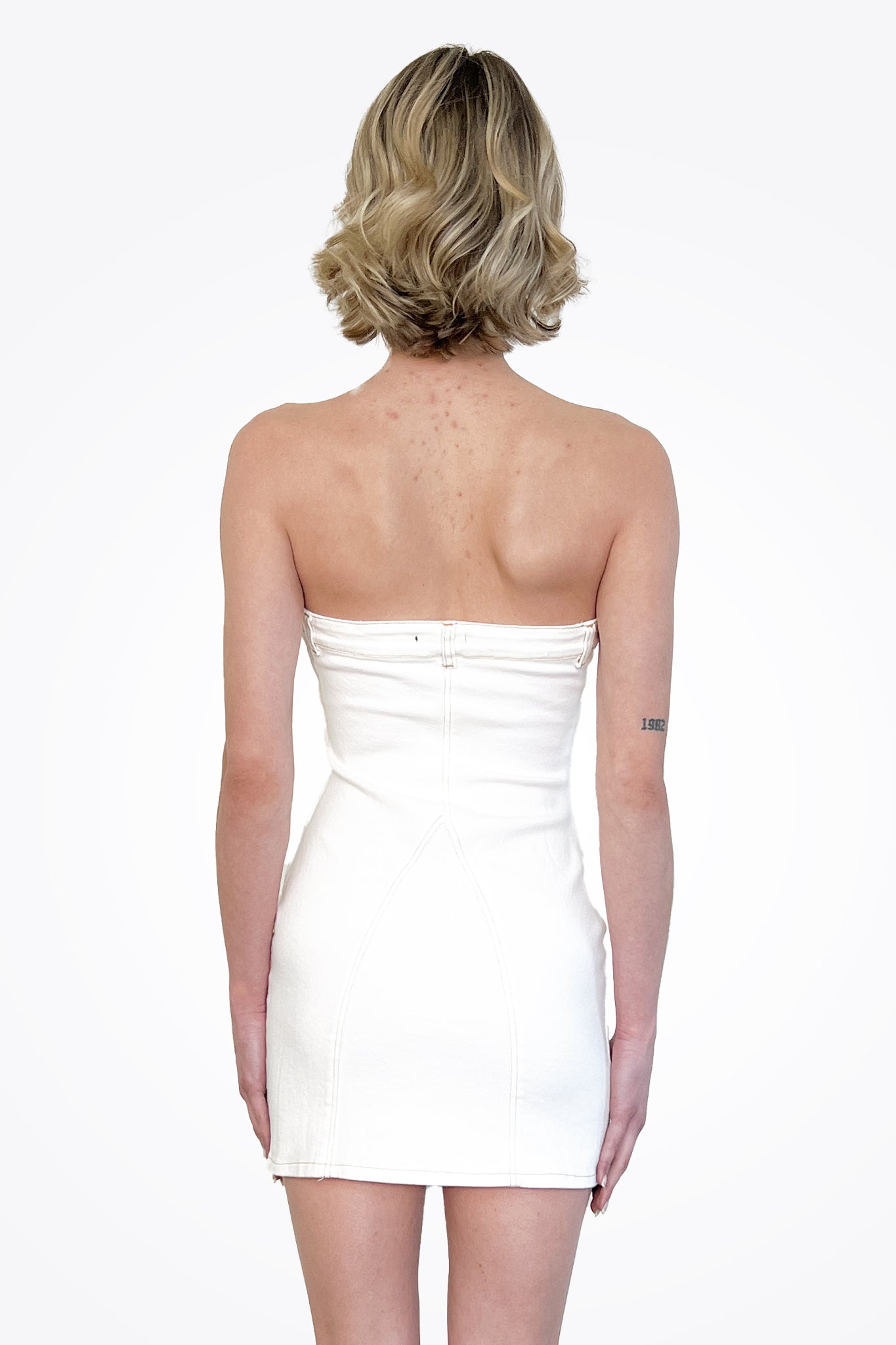 Strapless Denim Dress for Women - White Summer Casual Dress for Beach, Party & Date Night