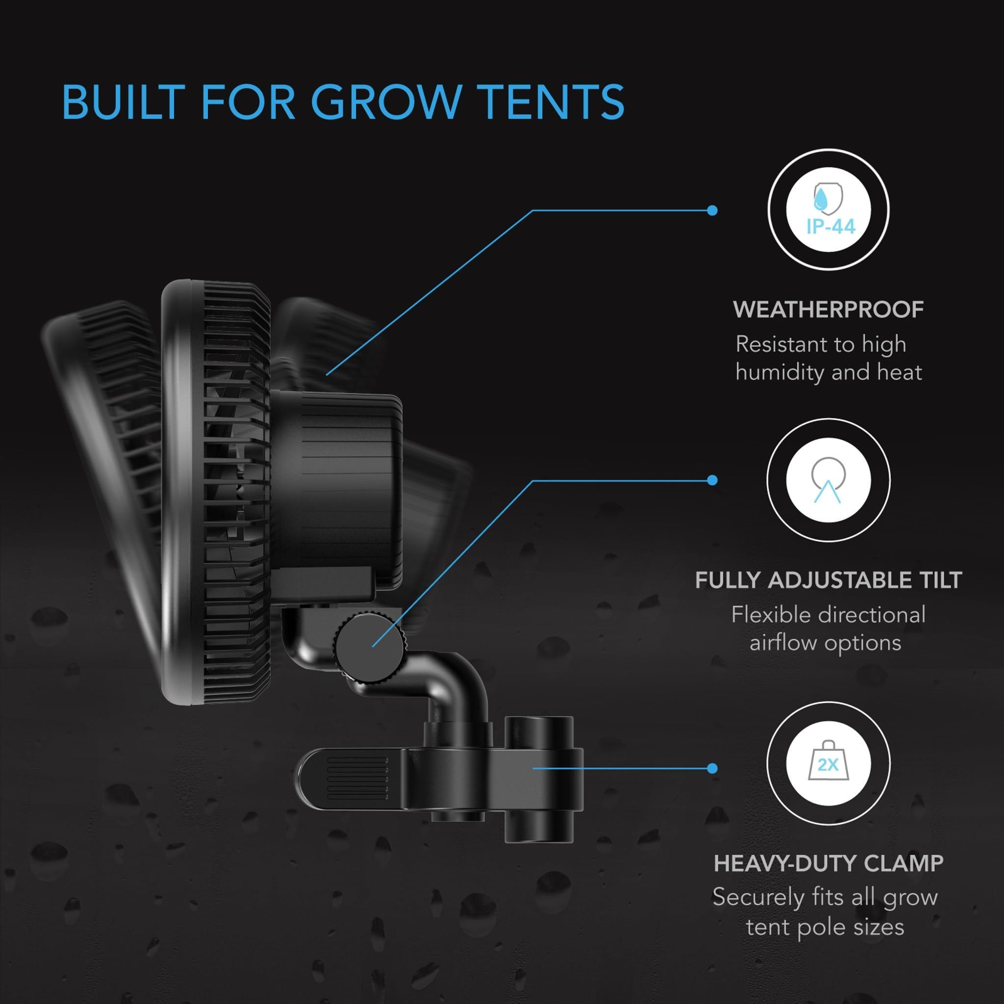 AC Infinity CloudRay A6 Clip-On Grow Tent Fan - 6 Inch Oscillating Fan for Hydroponics, Indoor Plants & Greenhouse Ventilation - Perfect for Grow Rooms, Greenhouses & Indoor Gardening