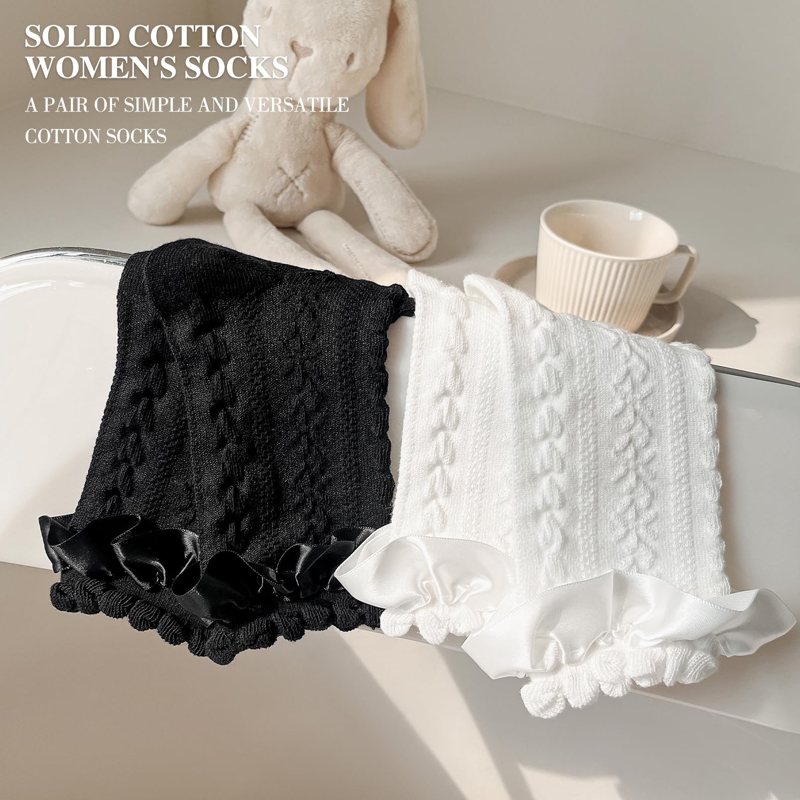 Women's Lace Ruffle Socks - Cotton Frilly Ankle Socks for Princess Lolita Style | Comfortable & Cute Socks for Ladies and Girls | Perfect for Cosplay, Tea Parties, and Everyday Fashion