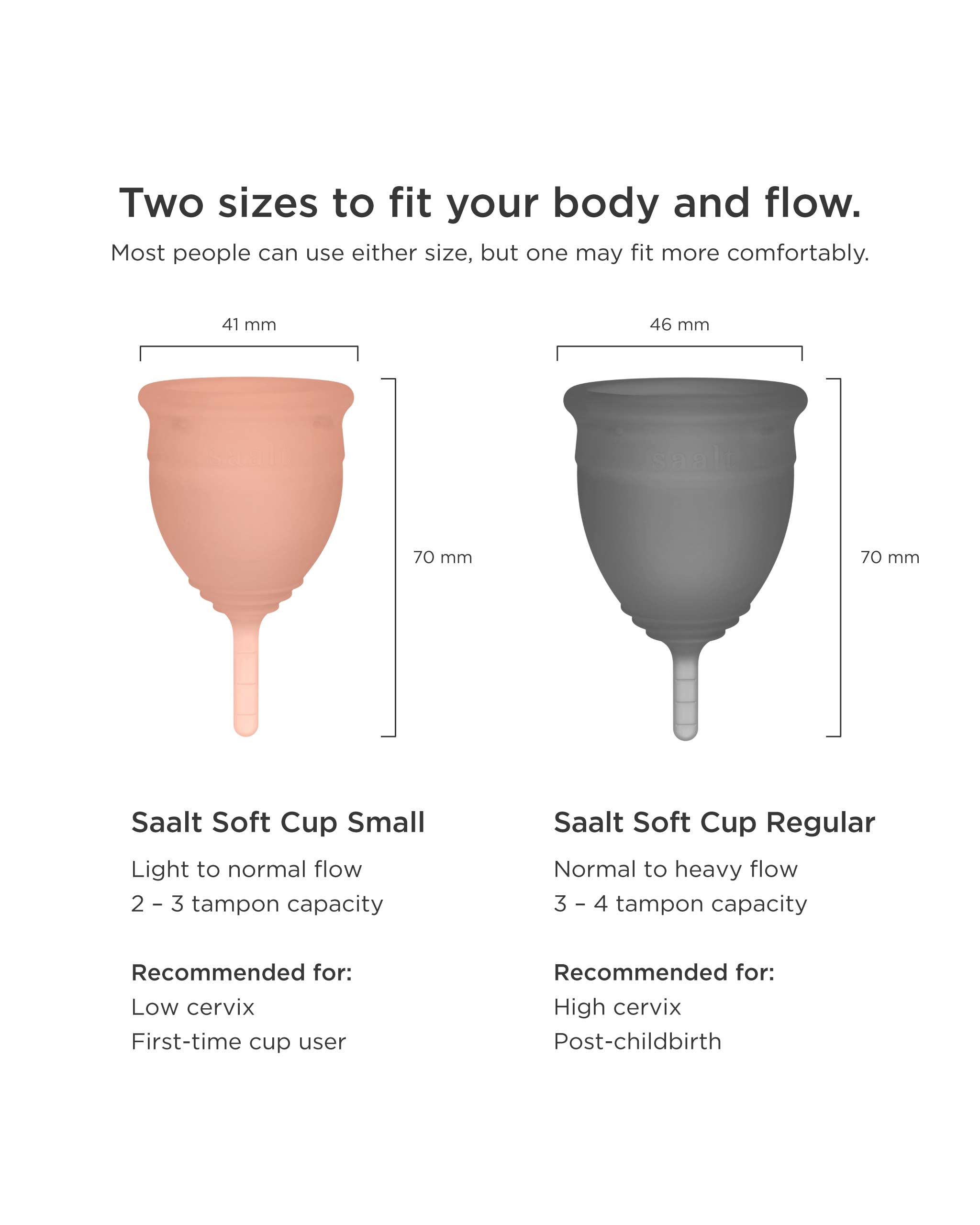 Saalt Soft Duo Pack - Reusable Menstrual Cups for Women | Eco-Friendly Period Solution for Comfort & Leak Protection | Perfect for Active Lifestyles, Travel & Overnight Use