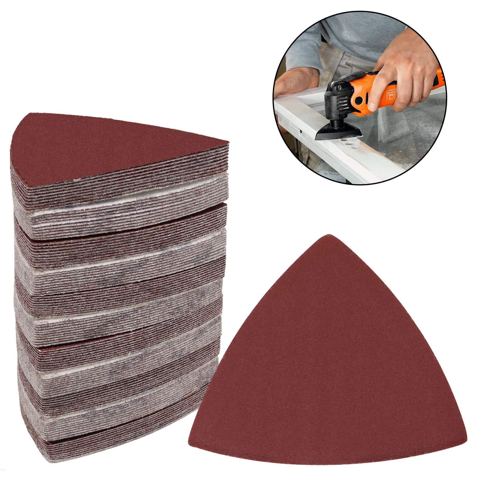120 Pcs 400 Grit Triangle Sanding Pads for Oscillating Multi Tool - 3-1/8