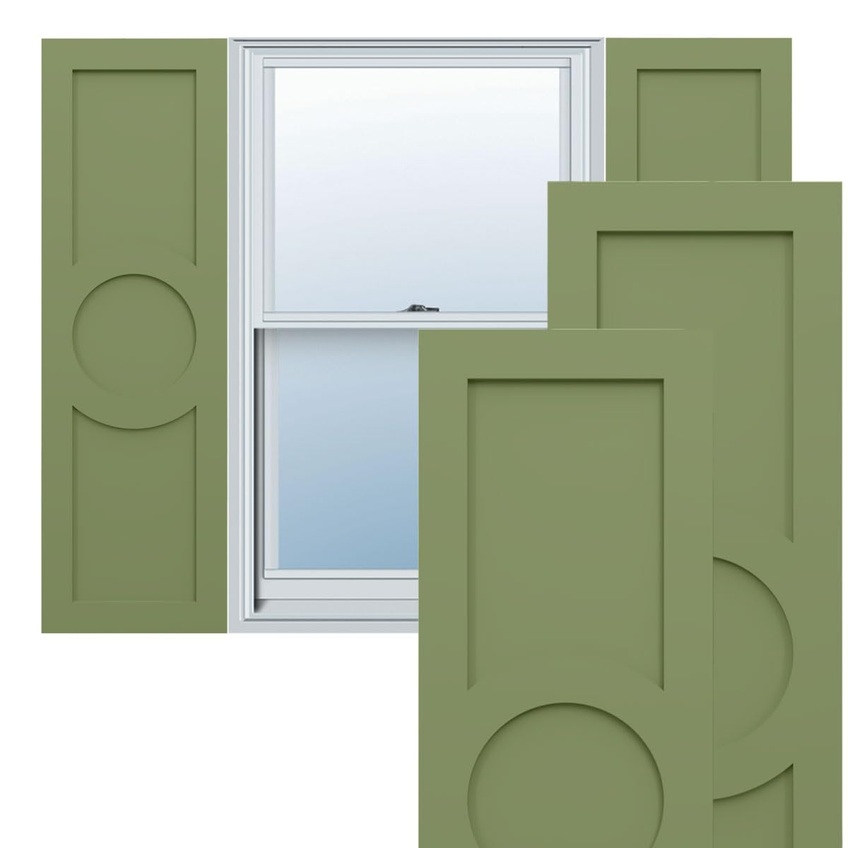 Ekena Millwork TFP001AC18X068MG True Fit PVC Center Circle Arts & Crafts Fixed Mount Shutters - 18