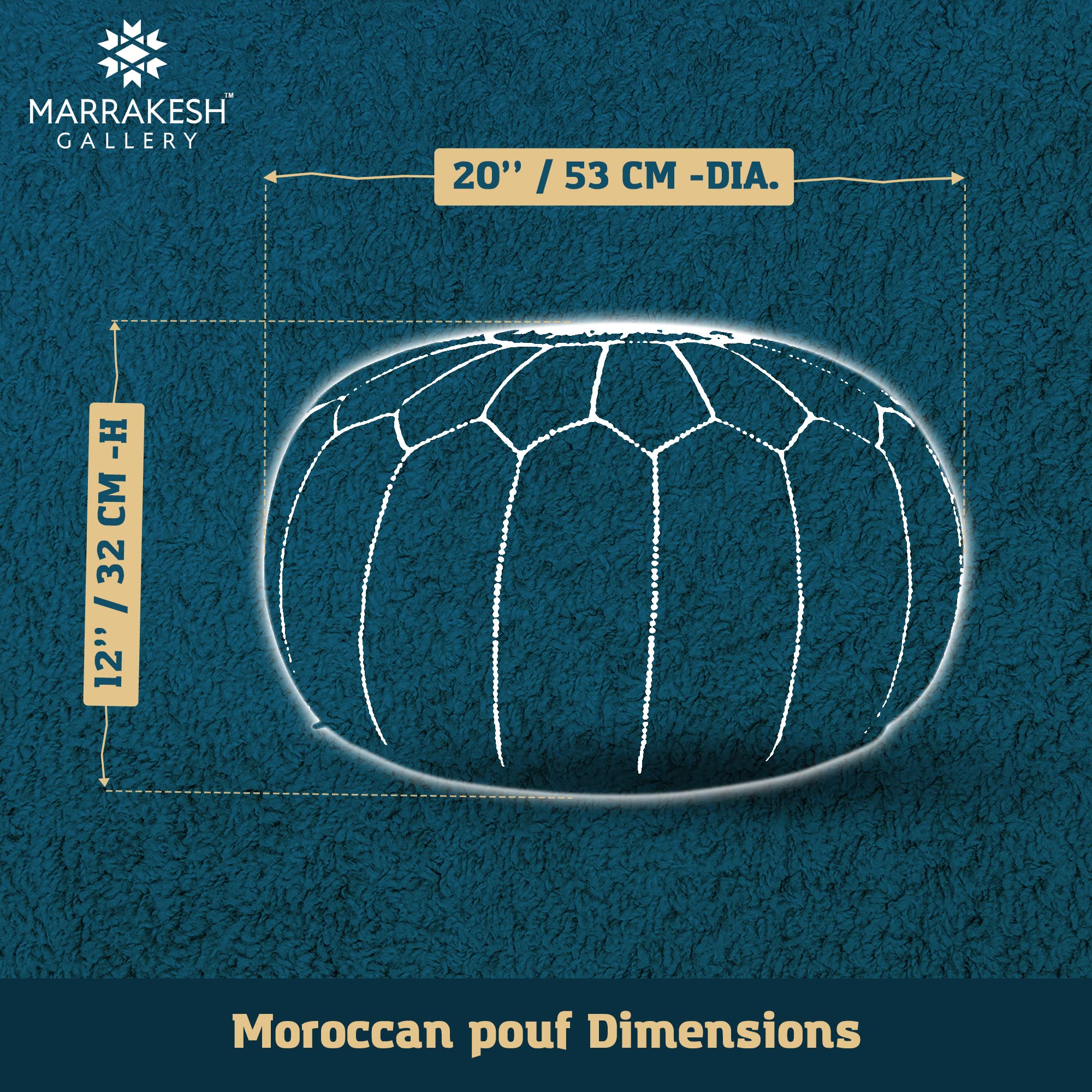 Genuine Leather Moroccan Pouf Ottoman - Unstuffed Round Footstool Cover for Boho Decor | Bohemian Living Room, Bedroom & Nursery Accent | Perfect Gift & Wedding Present | Use as Floor Seating, Footrest or Stylish Home Decor