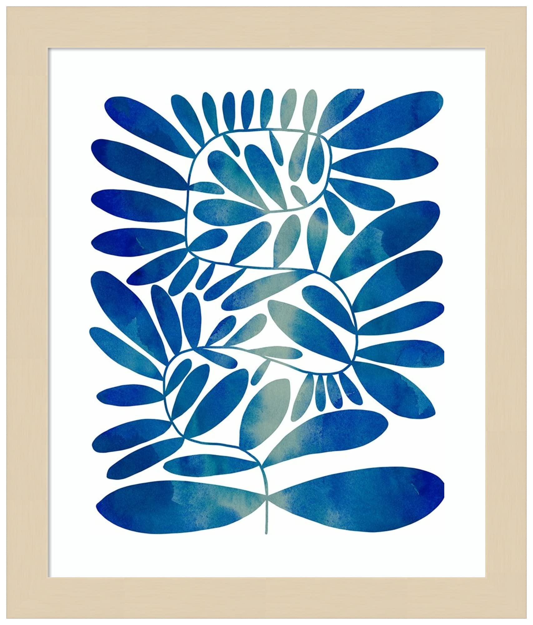 Emma Caroline Summer Sprig II Wood Framed Wall Art Print - 11x13 Inches, Natural Svelte Frame - Perfect for Living Room, Bedroom & Office Decor