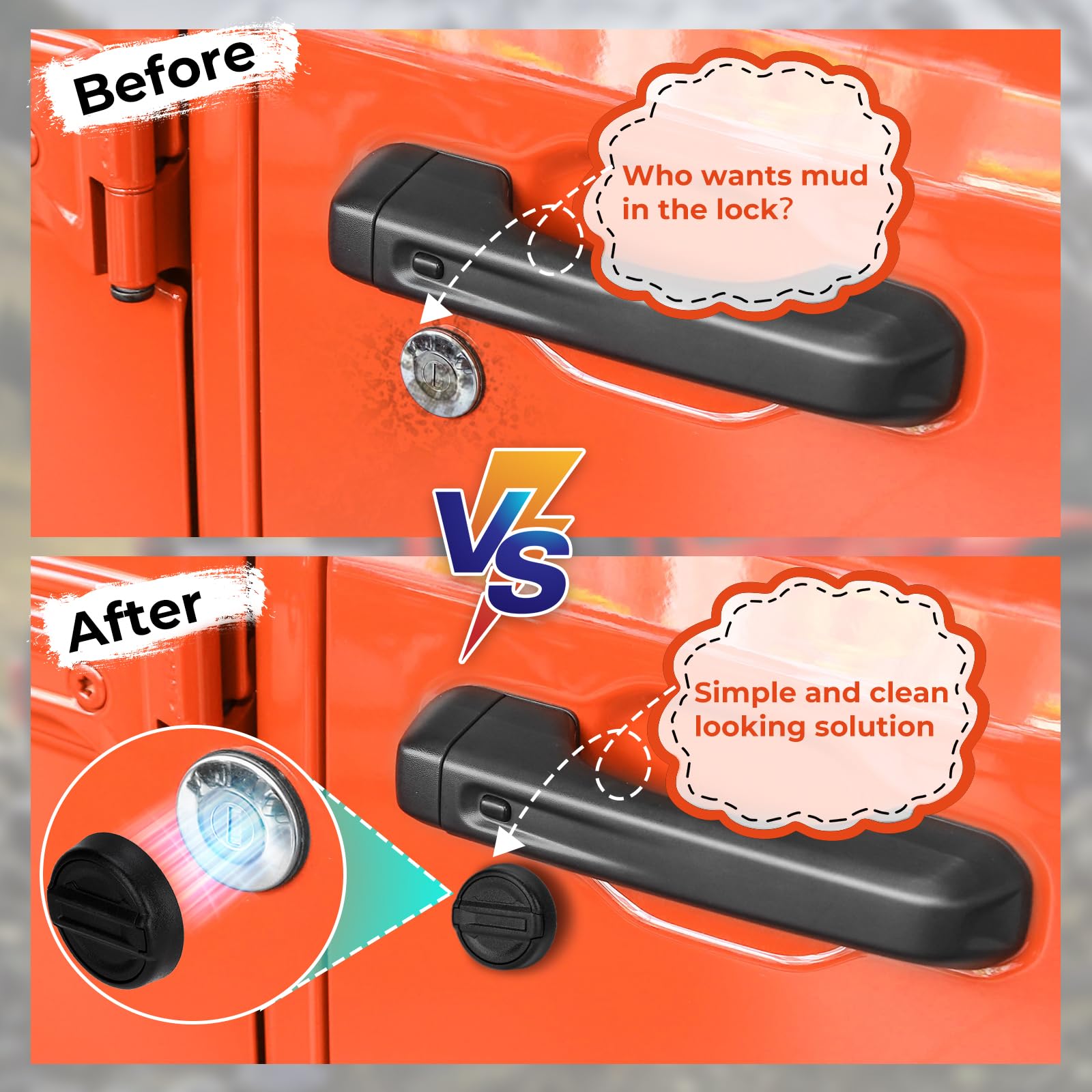 **2018-2024 Jeep Wrangler JL & Gladiator JT Magnetic Keyhole Covers – Front Door Lock Protection Accessories | Weatherproof & Anti-Theft Security for Off-Road & Daily Driving**