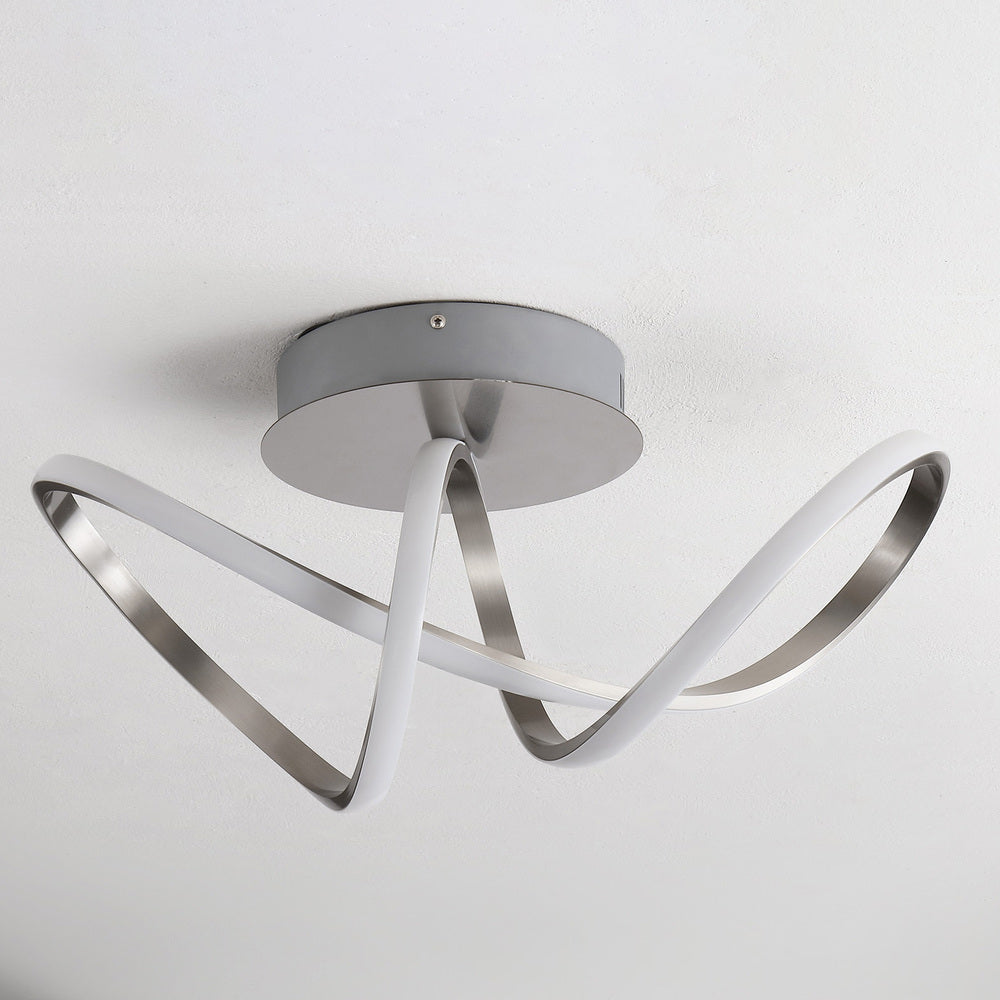 Chantelle 19.5 Inch Modern Minimalist Aluminum Loop Integrated LED Semi Flush Mount Ceiling Light - Perfect for Bedroom, Living Room, and Hallway Lighting