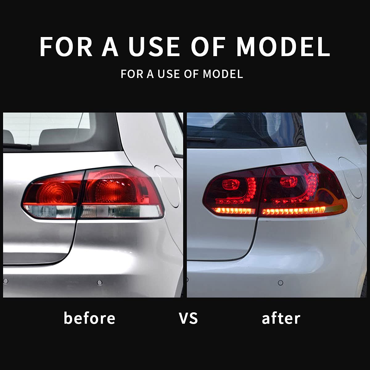 VLAND LED Tail Lights for 2010-2014 VW Golf 6 MK6 GTI & 2012-2013 Golf R - Red & Smoked Lens LED Rear Lamps with Sequential Turn Signals (Excludes Convertible Models) - Perfect for Car Upgrades & Night Driving Safety