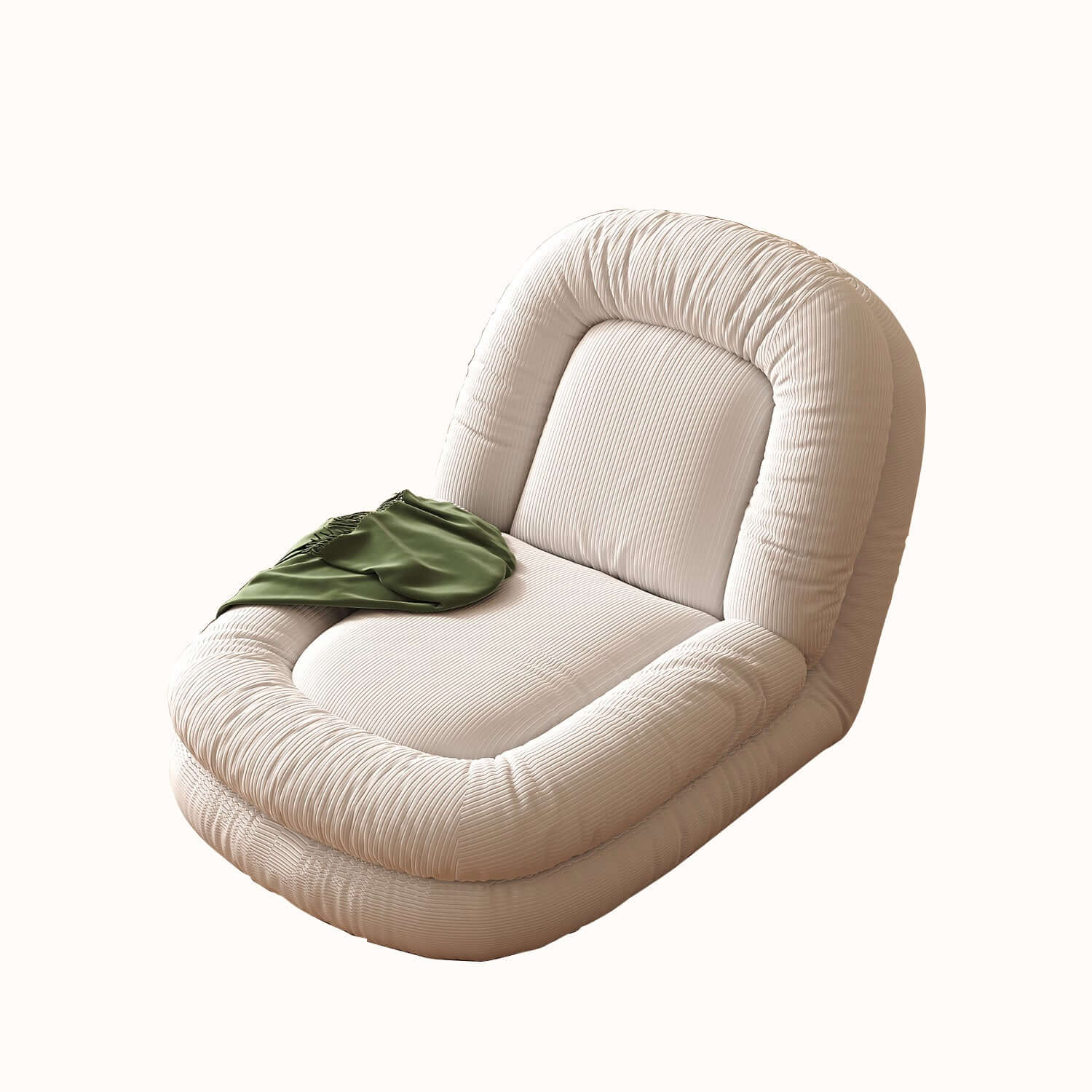 Modern Convertible Sleeper Sofa Bed - Lazy Sofa in Beige Teddy Velvet for Living Room, Guest Room & Small Spaces