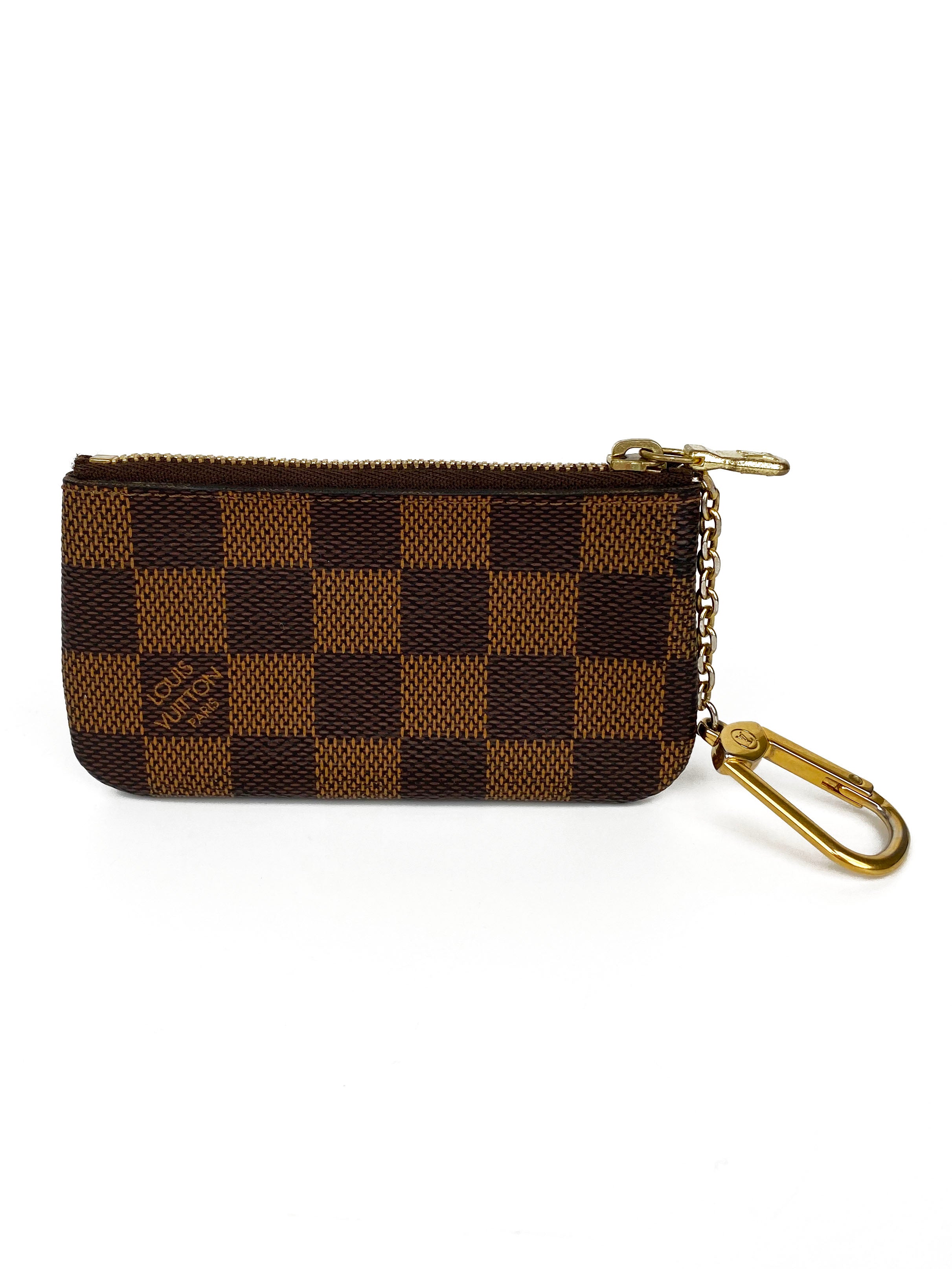 Louis Vuitton Damier Ebene Key Pouch - Genuine Leather Key Holder Wallet for Women & Men - Perfect for Organizing Keys, Cards & Coins (Ideal for Travel, Daily Use & Gift)