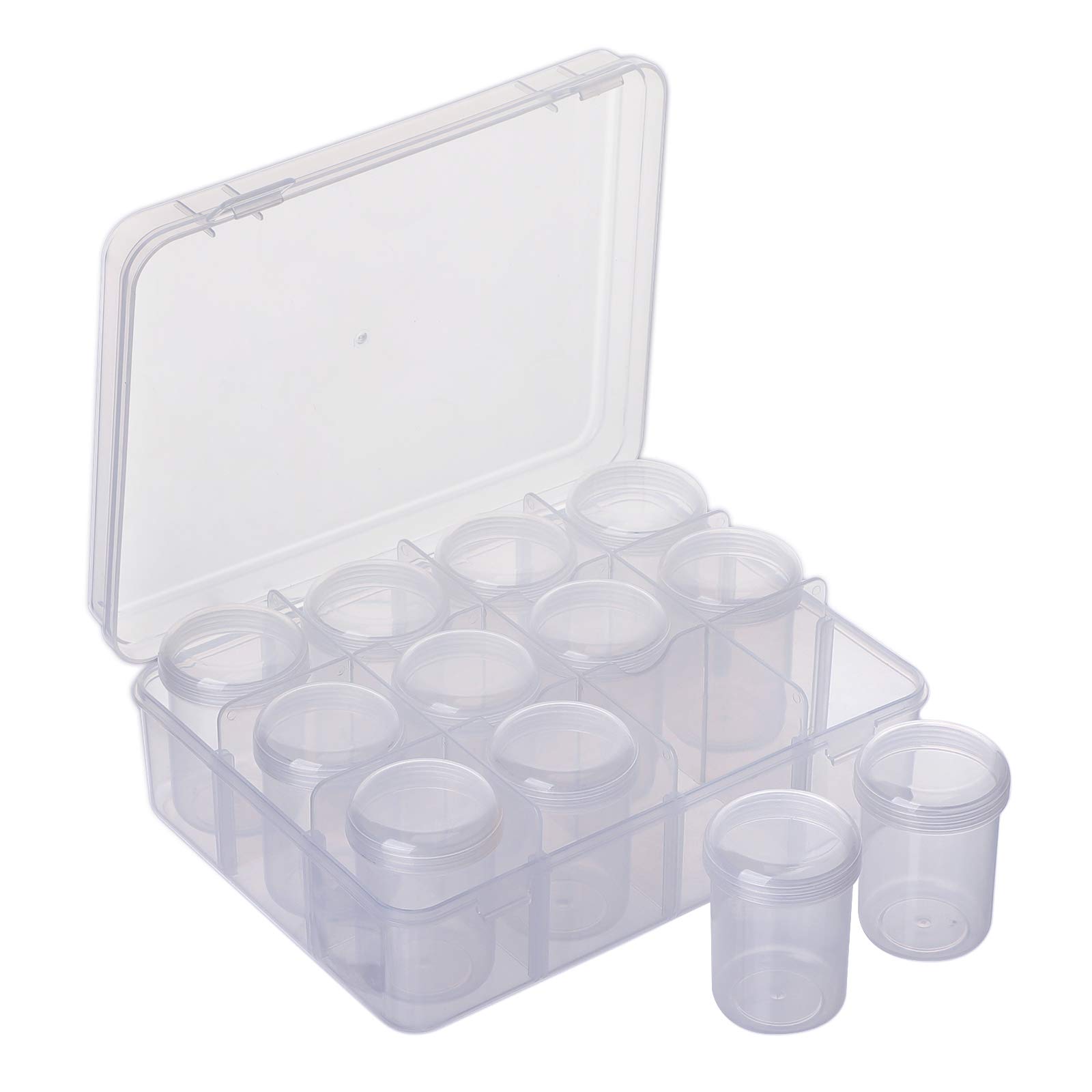 Segbeauty 12-Compartment Clear Plastic Bead Organizer Box with Secure Lids - Jewelry Storage, Nail Art Decorations & Small Findings Container - Perfect for Craft Rooms, DIY Projects and Travel Organization