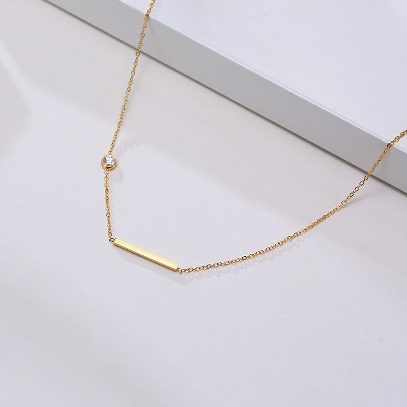 Elegant Cross and Bar Pendant Necklace for Women - Stainless Steel Chain Jewelry Gift for Christmas, Birthday & Everyday Wear | NC782