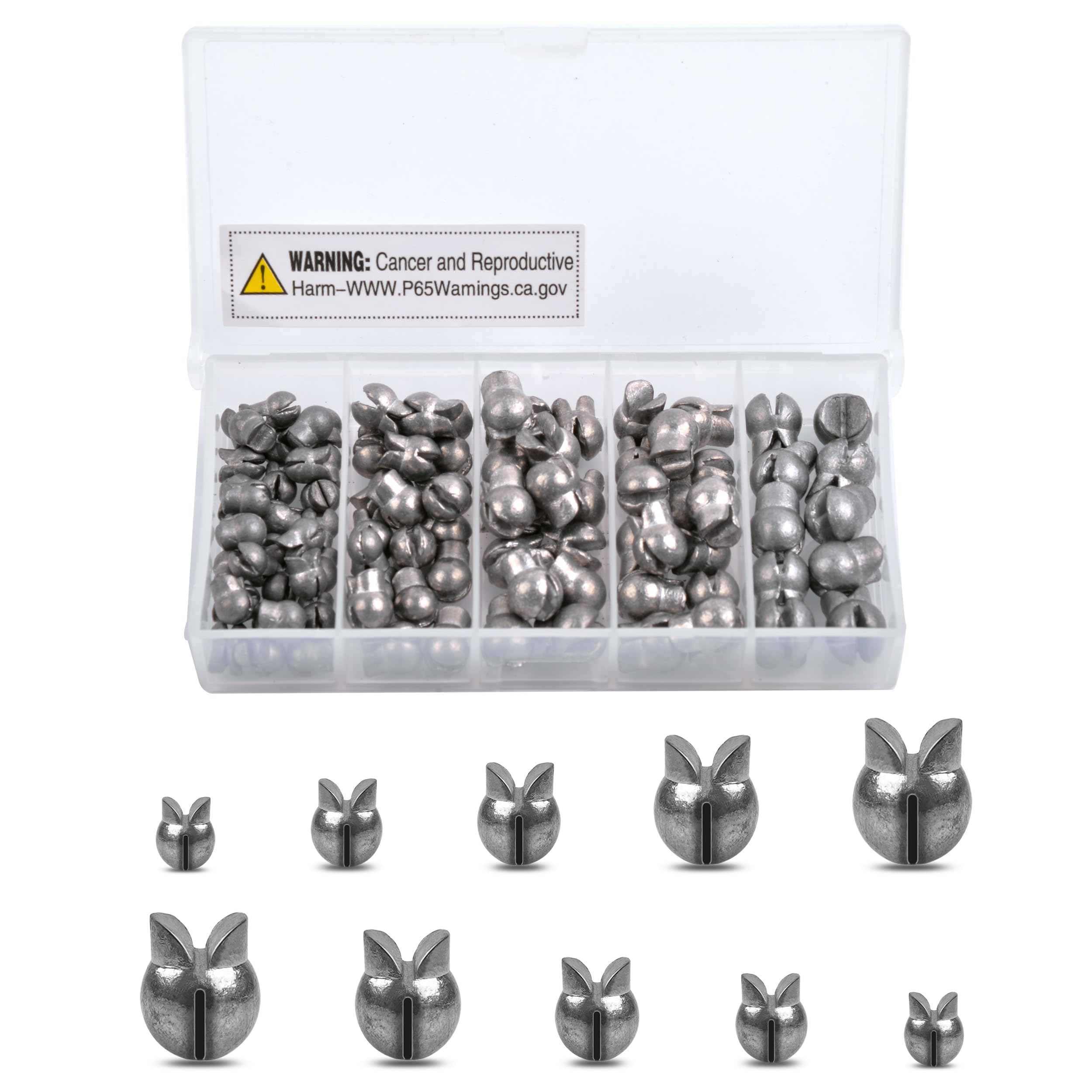 80pcs Fishing Split Shot Sinkers Kit - Removable Lead Weights for Saltwater & Freshwater Fishing | Round Clip-On Sinkers for Bass, Trout, and Panfish | Perfect for Shore Fishing, Boat Angling, and Ice Fishing
