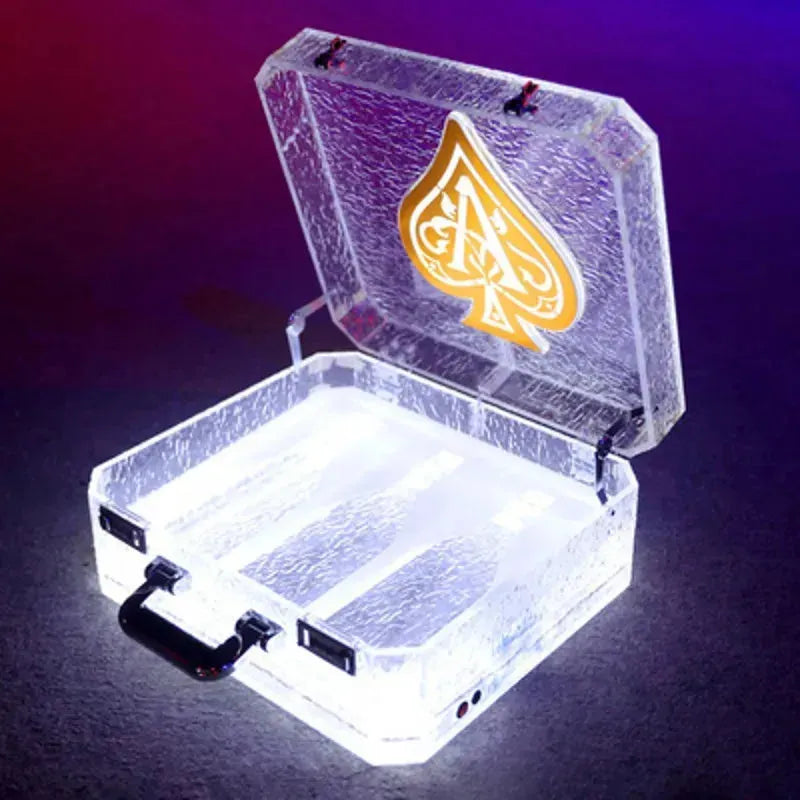 Portable LED Wine Display Case - 3 Bottle Champagne & Wine Presenter with Luminous Lighting for Clubs, Parties & Gifting | Ace of Spade Glorifier Box