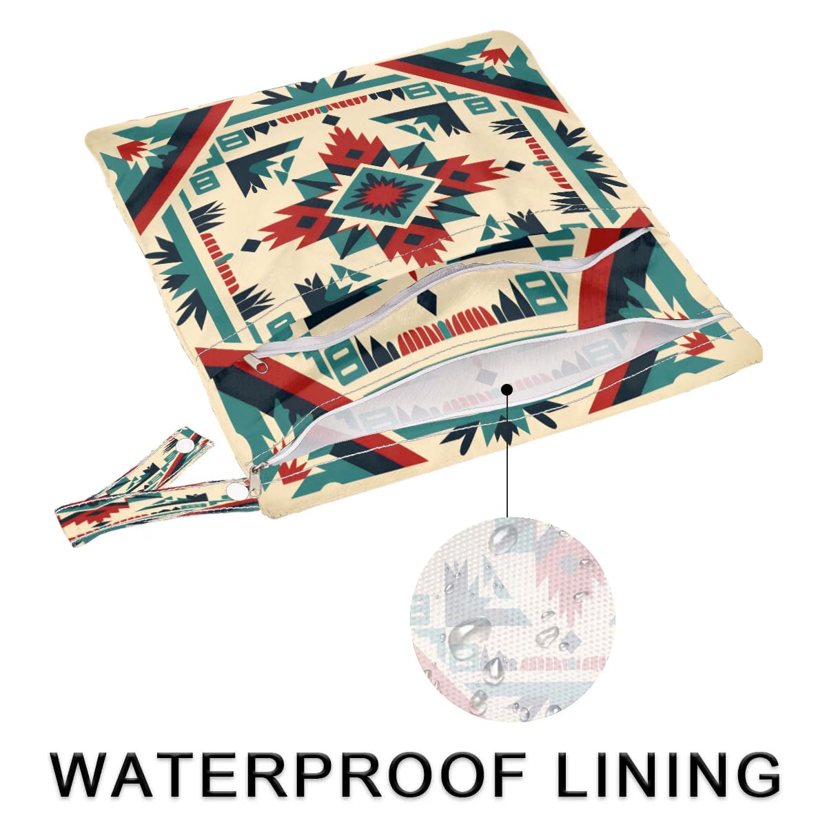 Aztec Wet Dry Bag 2 Pack - Waterproof Travel Laundry Bag for Swimsuits, Cloth Diapers & Gym Clothes - Reusable Storage Organizer for Beach, Pool, Yoga, Camping & Baby Care