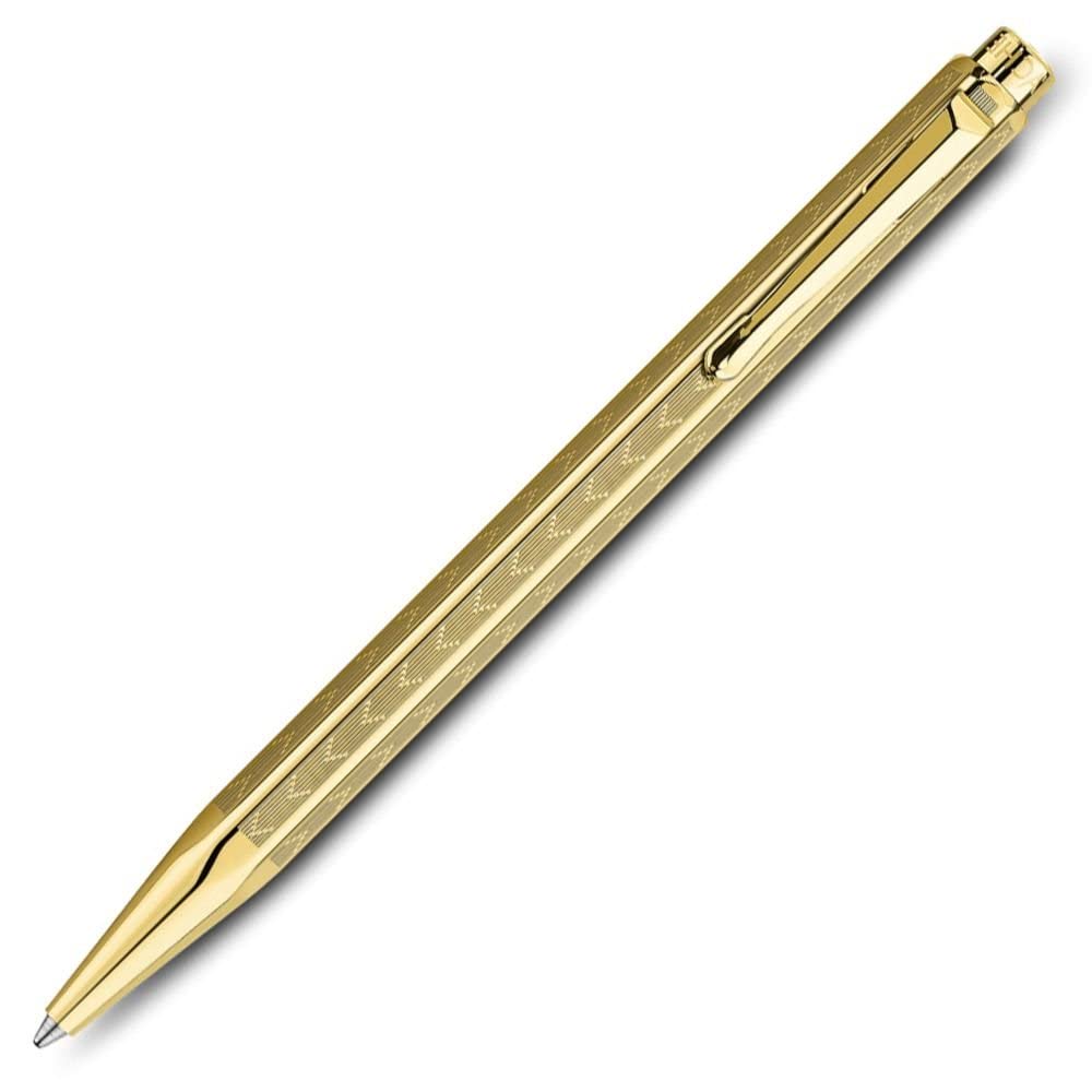 Luxury Caran d'Ache Ecridor Chevron Gold Ballpoint Pen - Premium Swiss-Made Writing Instrument for Business, Gifts & Elegant Everyday Use