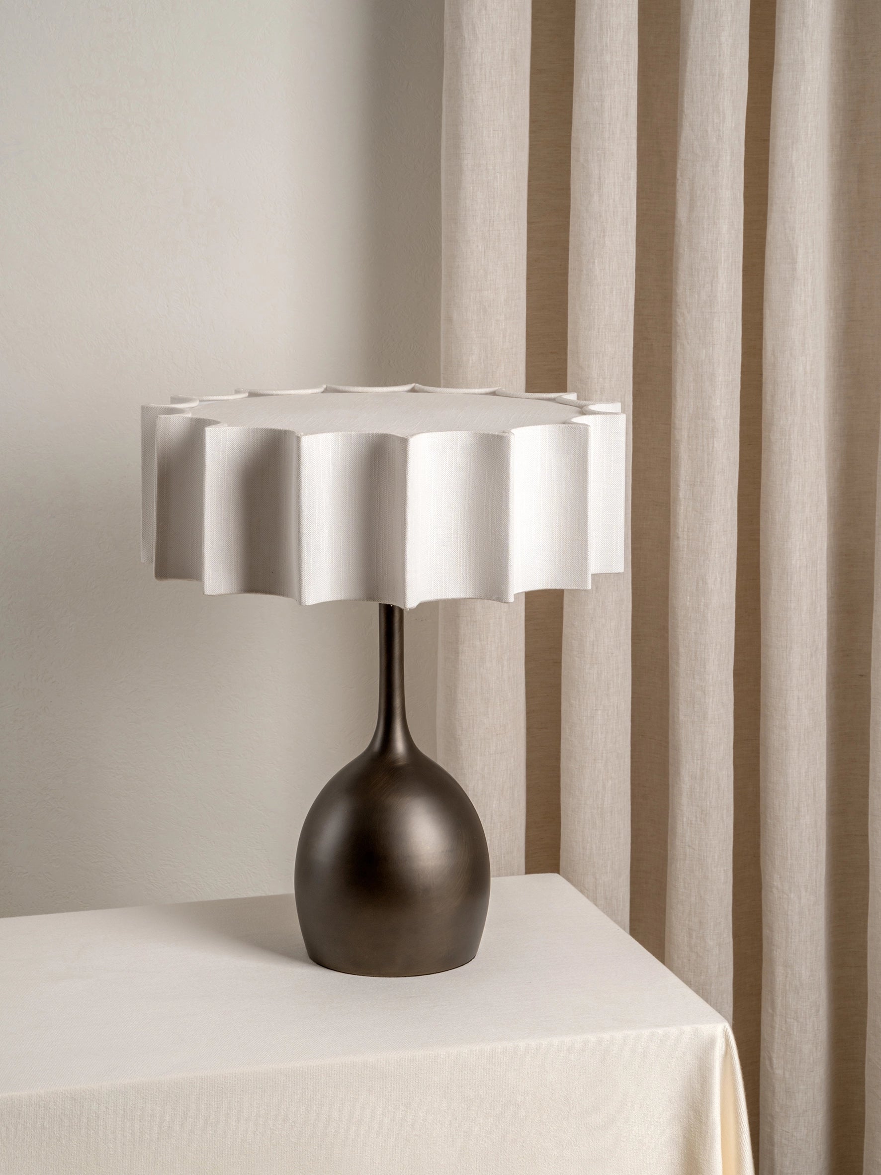Viotti Bronze and Linen Table Lamp - Modern Home Decor Lighting for Living Room, Bedroom & Office
