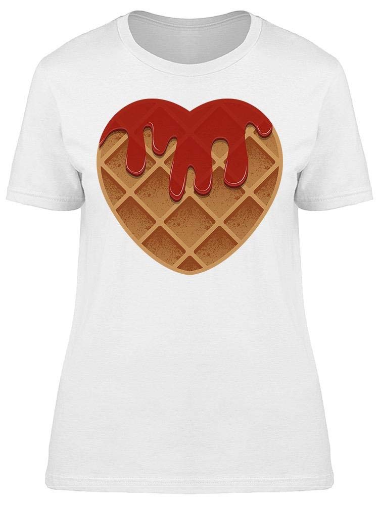Heart Shaped Waffles Strawberry Print T-Shirt for Women - Cute Casual Summer Top for Date Night & Brunch Outfits