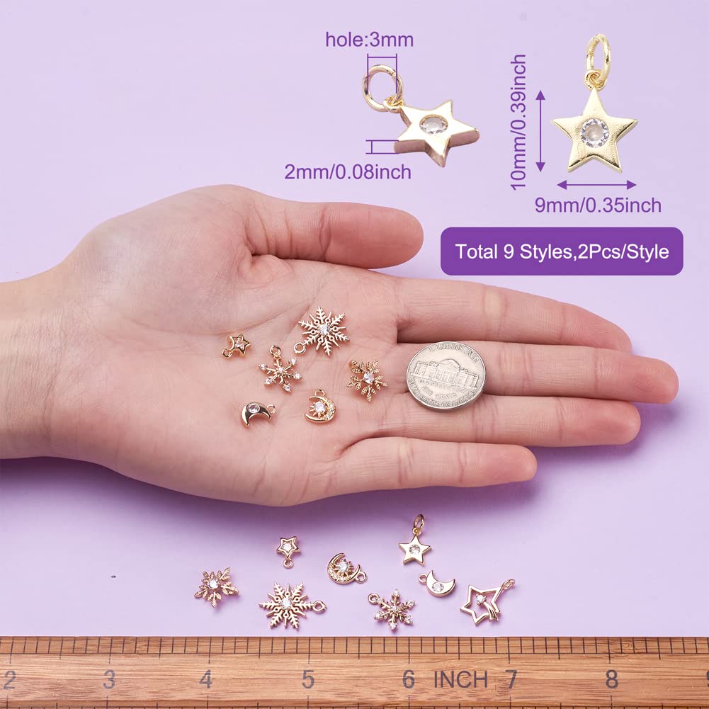 Pandahall Micro Pave Clear Cubic Zirconia Brass Gold Plated Charms - Jewelry Making Supplies for Bracelets, Earrings & Necklaces - DIY Craft Accessories for Women (Perfect for Gift Giving, Party Favors & Handmade Jewelry Designs)