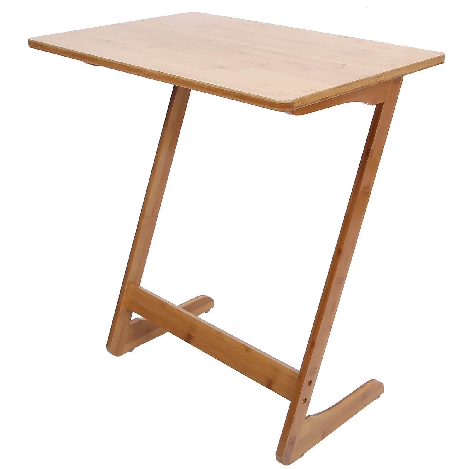 Alvinlite Z-Shaped Bamboo Sofa Table - Multifunctional Coffee Table & Side Table with Wheels for Easy Moving - Perfect for Living Room, Bedroom & Small Spaces Home Decor
