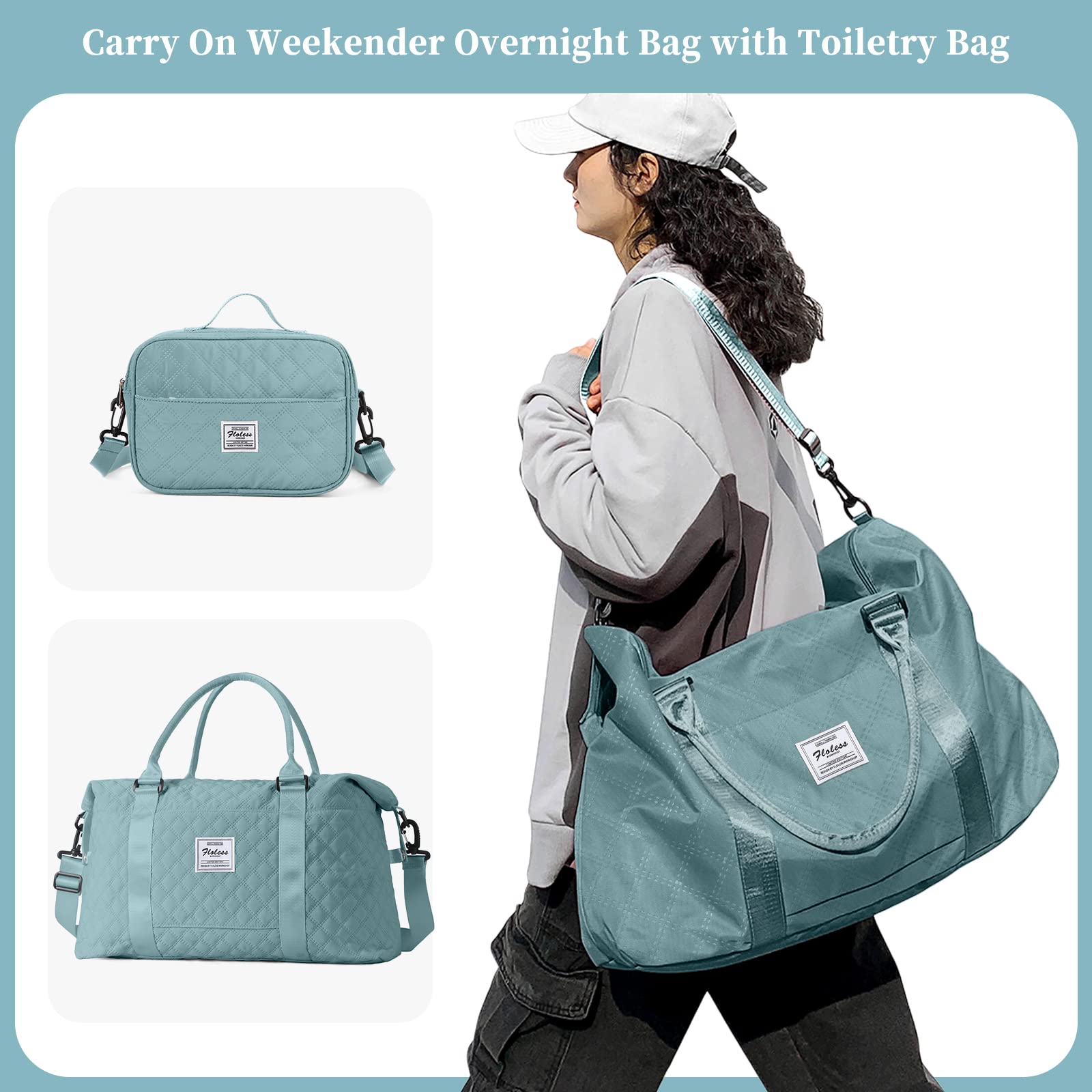 Women's Travel Duffel Bag - Lightweight Overnight Weekender with Detachable Toiletry Pouch & Wet Pocket - Perfect Gym Bag, Carry-On Personal Item for Weekend Getaways, Business Trips & Workout Sessions