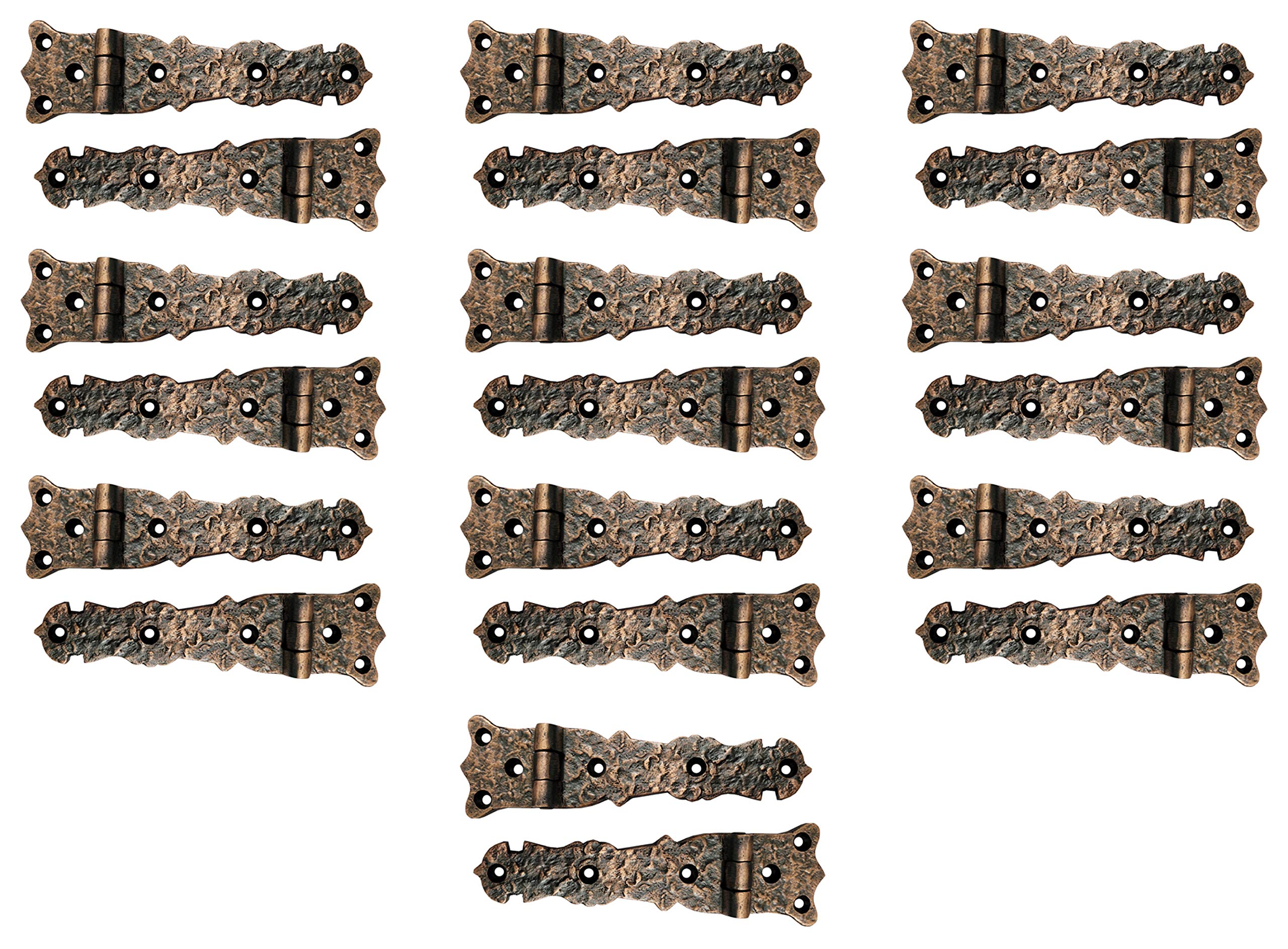 Adonai Hardware Abez Antique Cast Iron Cabinet Hinges - 5.6 Inch, 20 Pack, Antique Copper Finish - Vintage Style Hinges for Kitchen Cabinets, Furniture & DIY Home Improvement Projects