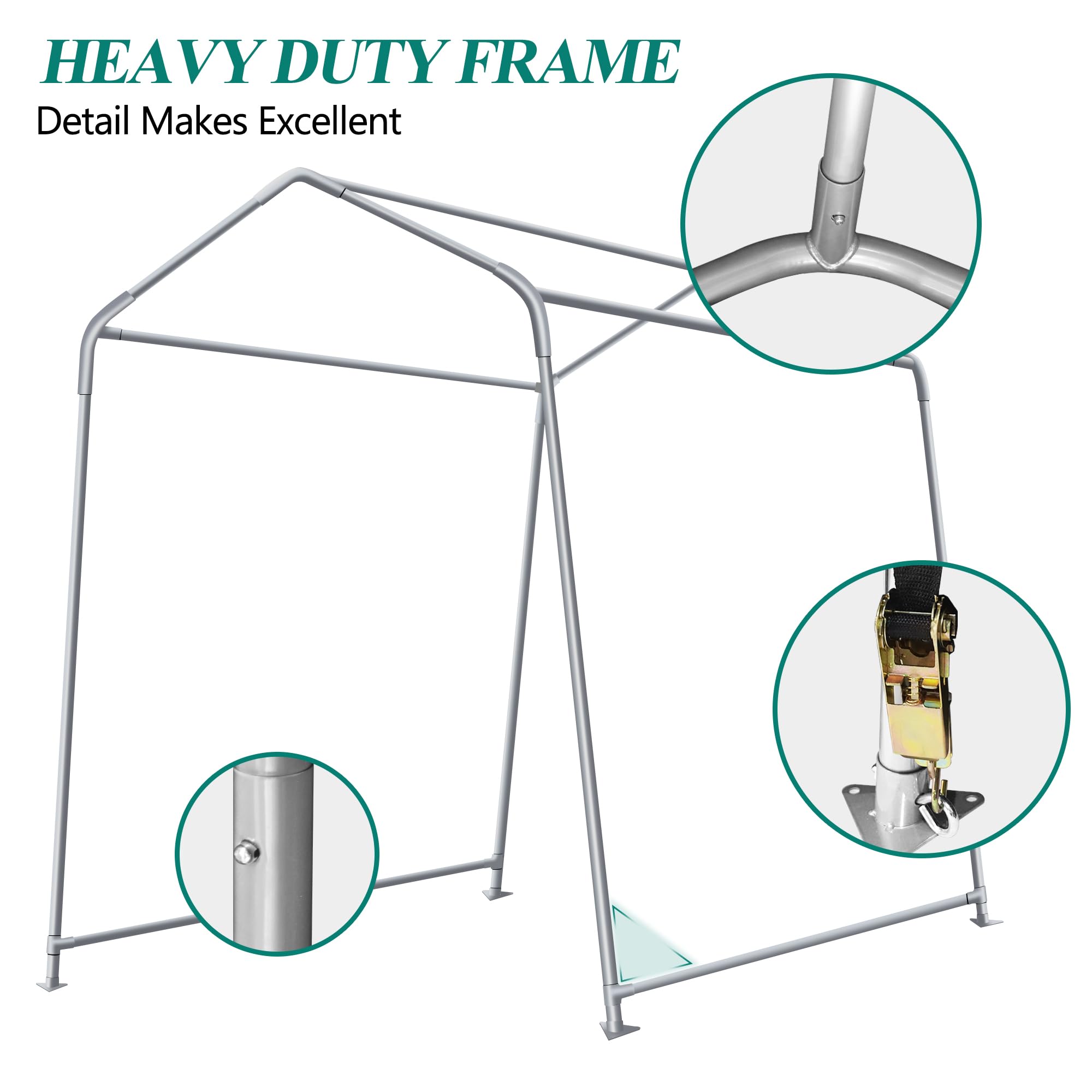 6' x 7' Heavy Duty Outdoor Storage Shed Tent with Roll-Up Ventilated Windows - Portable Garage Shelter for Bike, ATV, Motorcycle - Waterproof & UV Resistant - Perfect for Backyard, Patio, and Driveway Storage (Gray)
