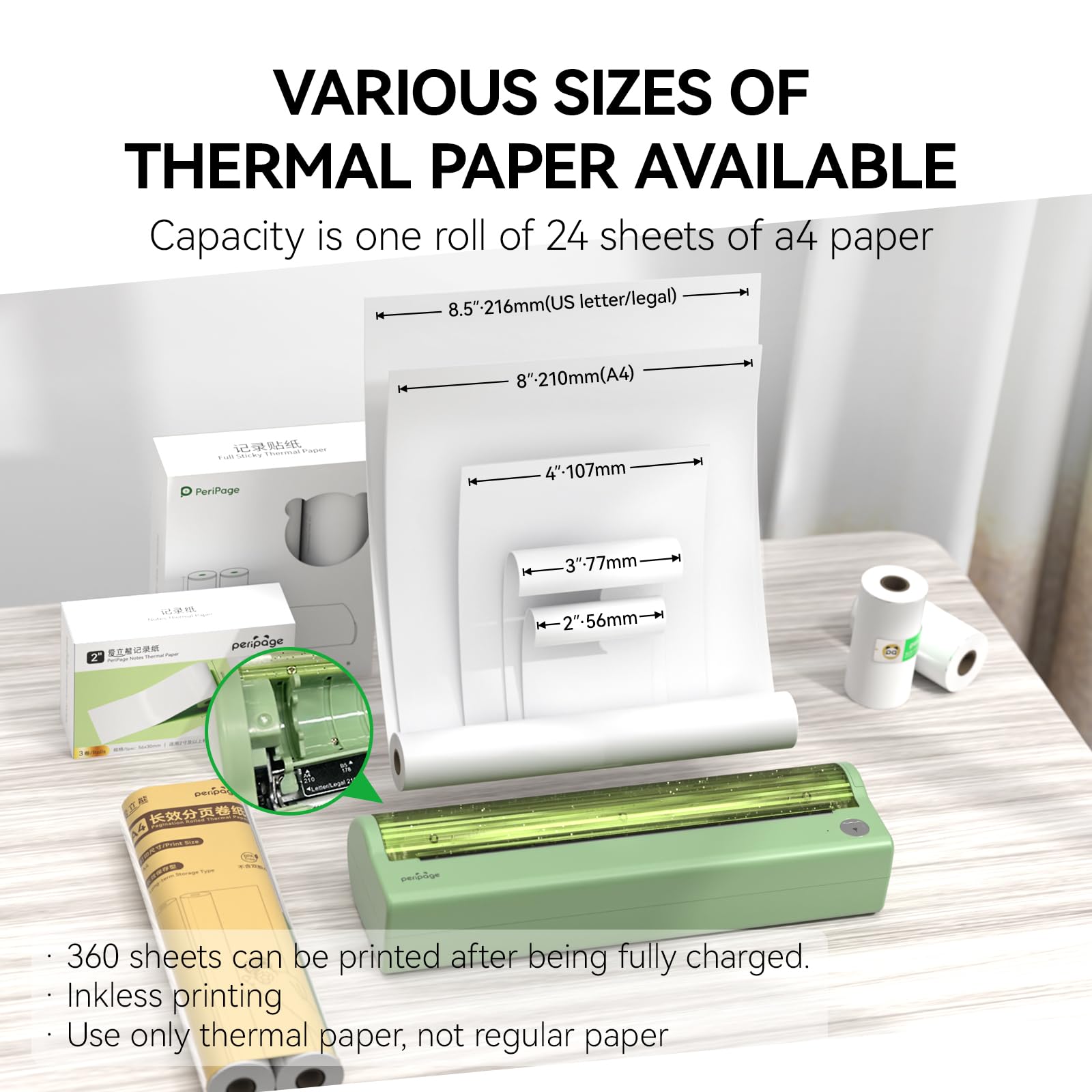 Portable Thermal Printer P80 - Bluetooth & USB Wireless Printer for iPhone, Android, Laptop - 203dpi Inkless Thermal Printer for Receipts, Labels, Tickets - Travel, Office, Retail, Home Use (8.5