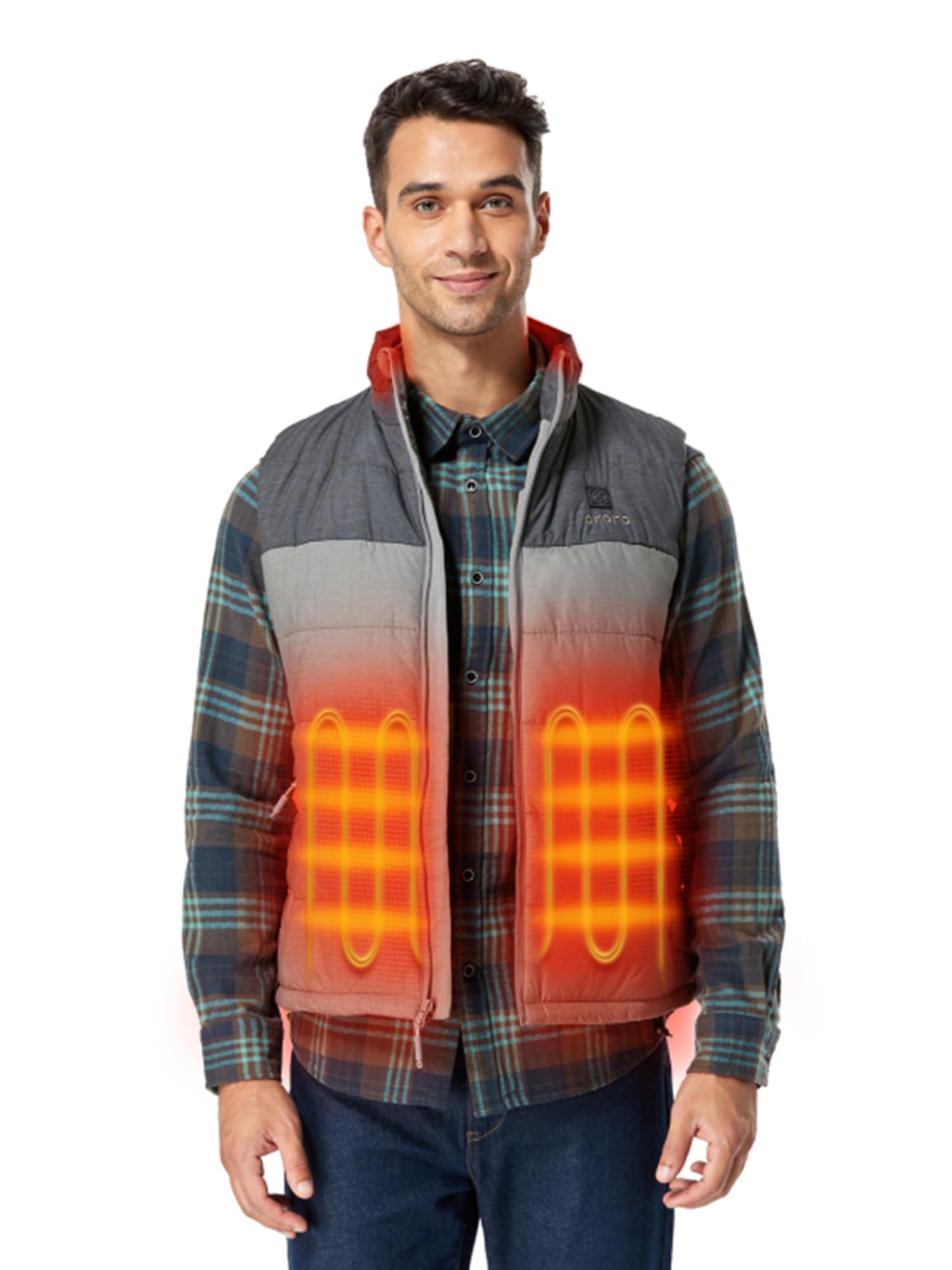 ORORO Men's Lightweight Heated Vest with Battery Pack - USB Rechargeable Winter Jacket for Outdoor Activities, Hunting, Camping & Work