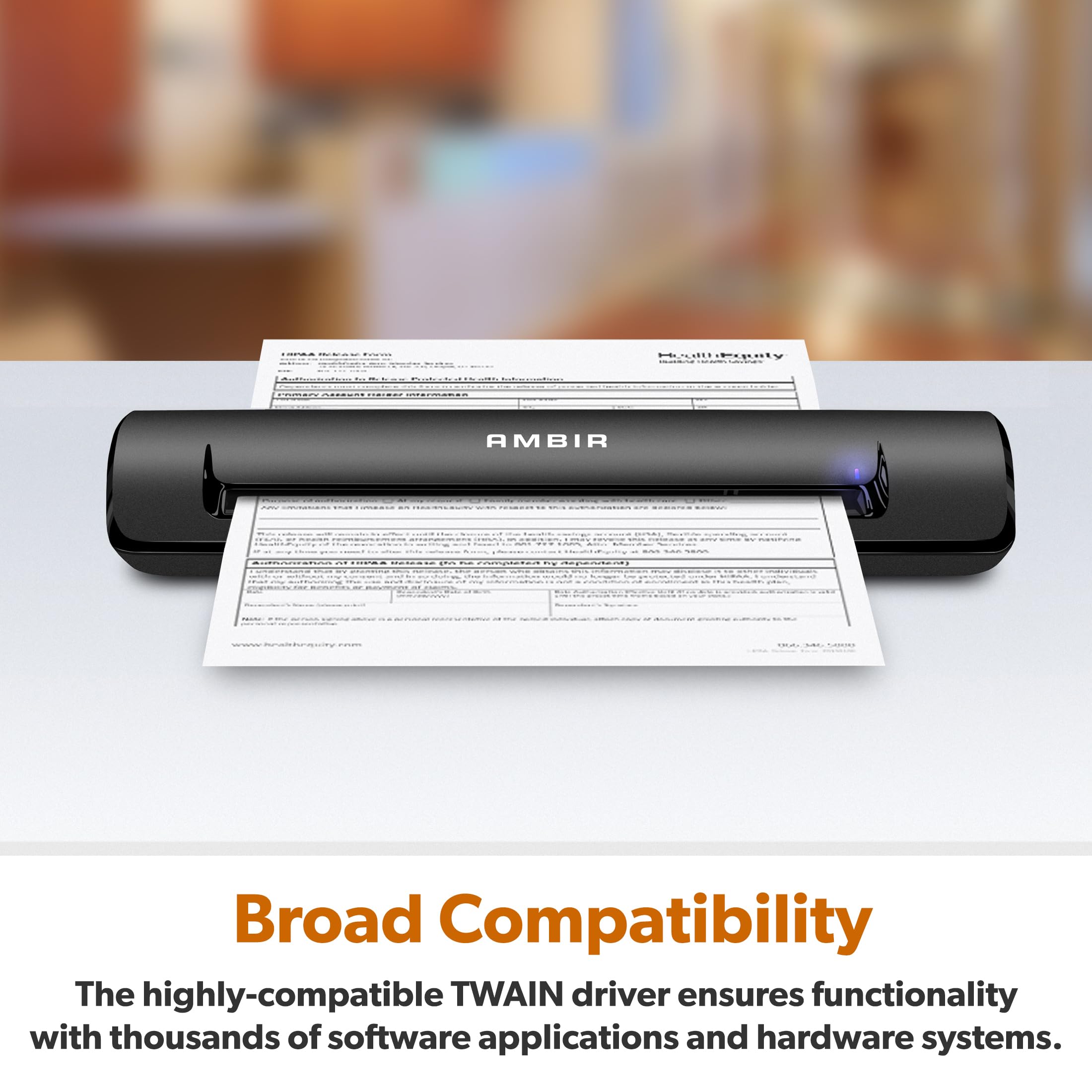 Ambir TravelScan Pro 600 (PS600-AS) Portable Document & ID Card Scanner - Compact USB Scanner for Office, Home, and Travel - Perfect for Digitizing Receipts, Business Cards, and Legal Documents