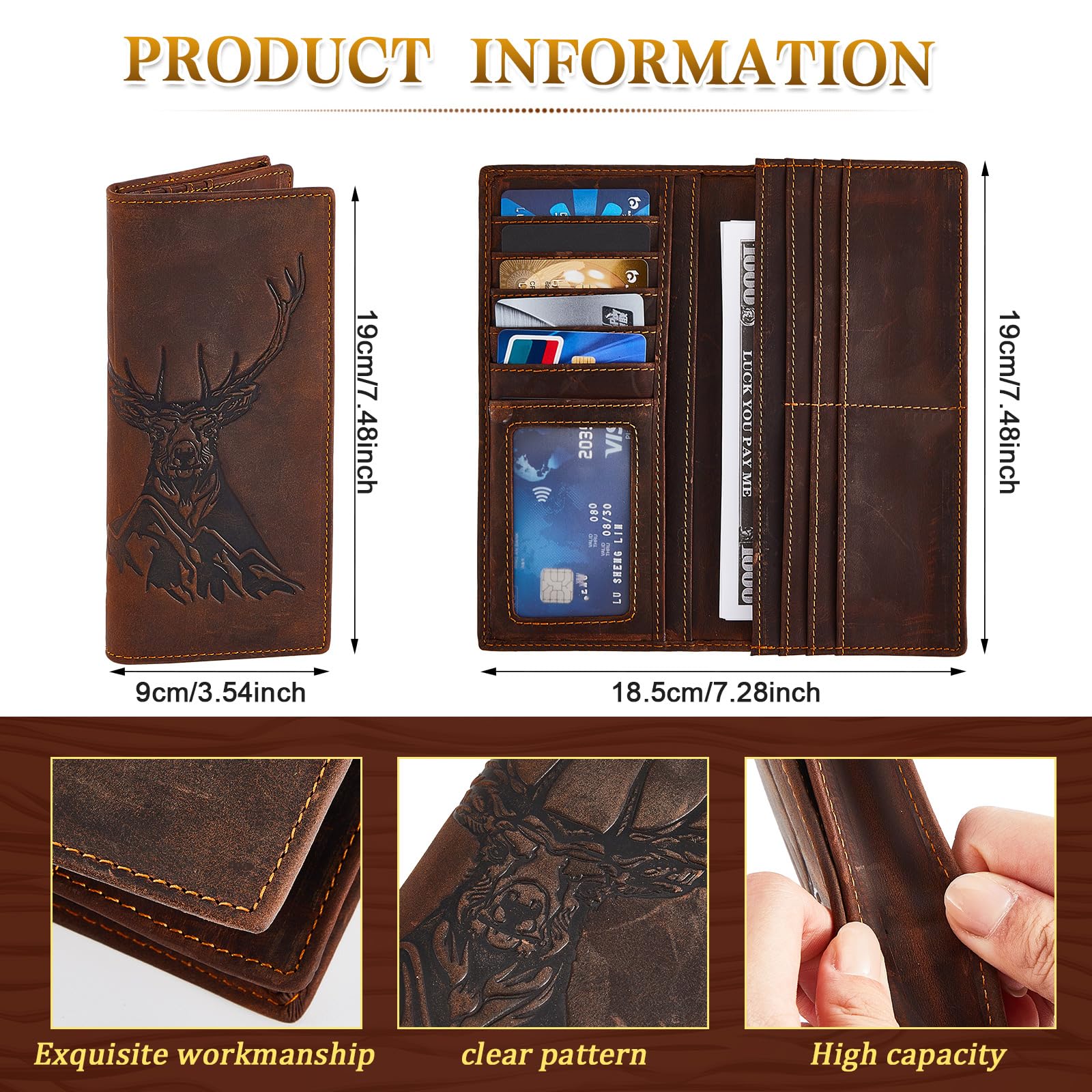 Paterrdeer Genuine Deer Leather Bifold Wallet for Men - RFID Blocking Western Cowboy Wallet with ID Window & Belt Hole Puncher | Perfect Gift for Boyfriend, Husband, Father's Day & Christmas | Ideal for Rodeo, Travel & Everyday Use
