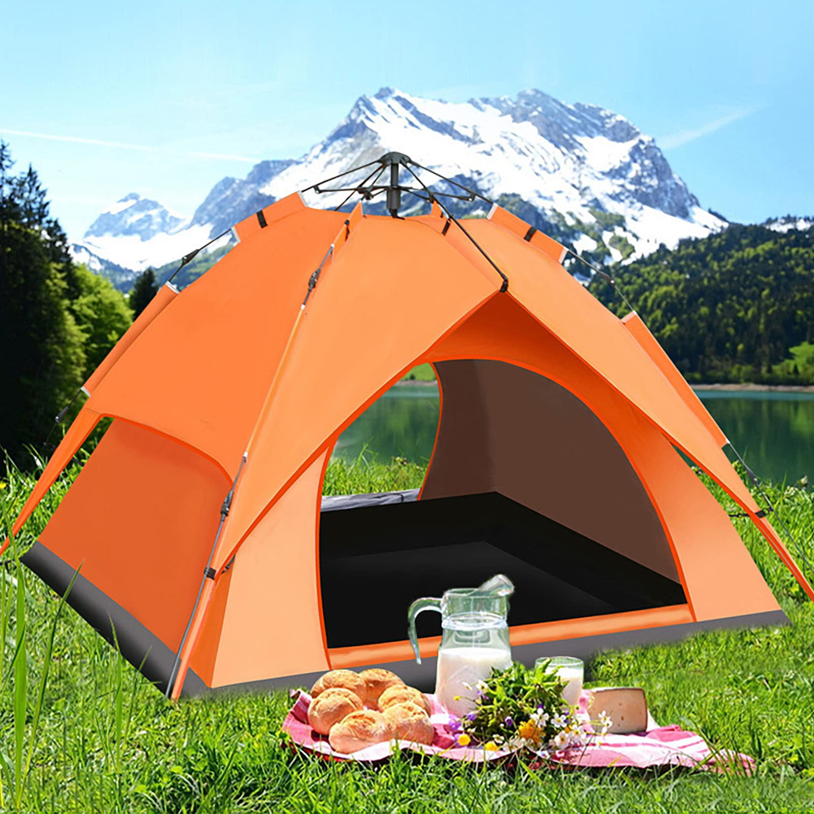 3 Person Double Layer Waterproof Dome Tent - Automatic Pop Up Backpacking Tent with Carry Bag - Sun Shelter for Beach & Weatherproof Camping - Perfect for Hiking, Travel & Outdoor Adventures