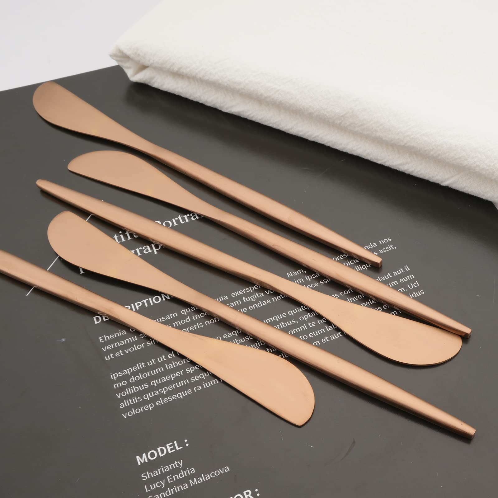 10 Pack Rose Gold Cheese Spreader Knives - 6.9 Inch Stainless Steel Butter Knives for Breakfast, Dessert & Sandwich Making - Elegant Matte Serving Utensils for Parties, Weddings & Cheese Boards
