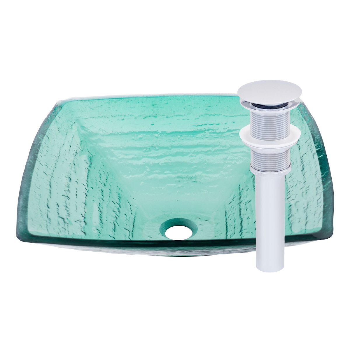 Novatto SAUNA Glass Vessel Bathroom Sink Set with Chrome Faucet - Modern Vanity Sink for Bathroom, Powder Room & Spa Decor