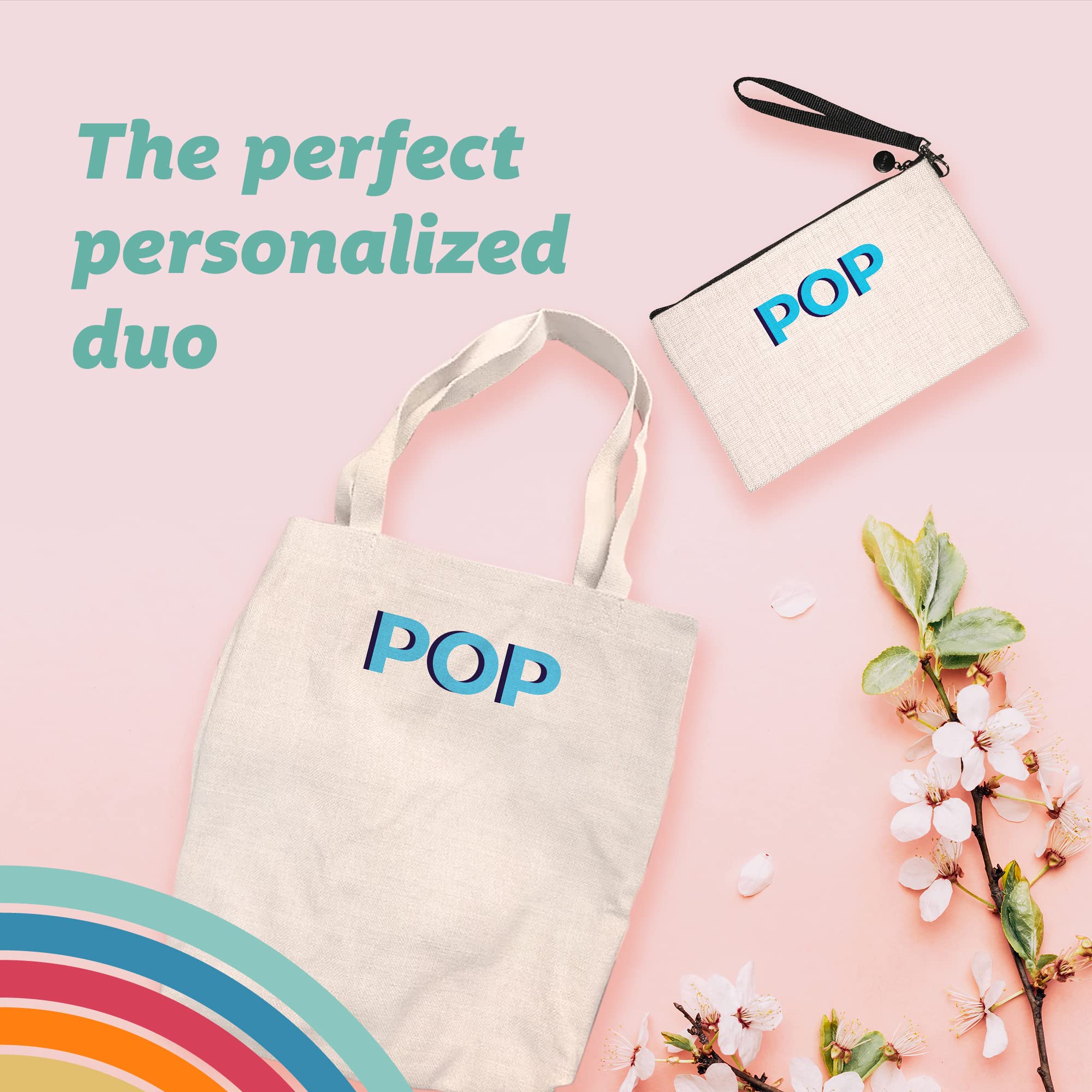 Personalized Modern Initial Bag Set - Graphic Canvas Tote & Cosmetic Bag - Monogrammed Bridesmaid Gift Set - Perfect for Weddings, Showers & Travel Accessories