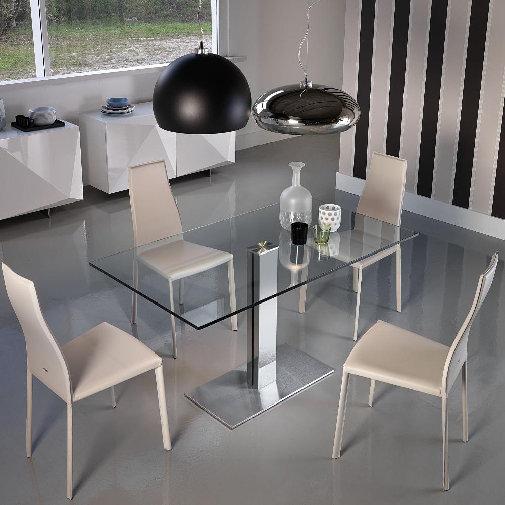 Cattelan Italia Elvis Modern Dining Table - Stylish Round Glass Top with Chrome Base for Contemporary Living Room & Kitchen Decor