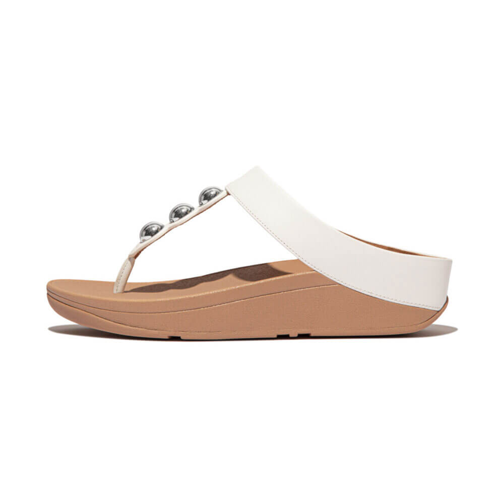 FitFlop Fino Mirror Dome Leather Sandals for Women - Comfortable Slide Sandals with Arch Support | Perfect for Walking, Travel & Summer Outfits