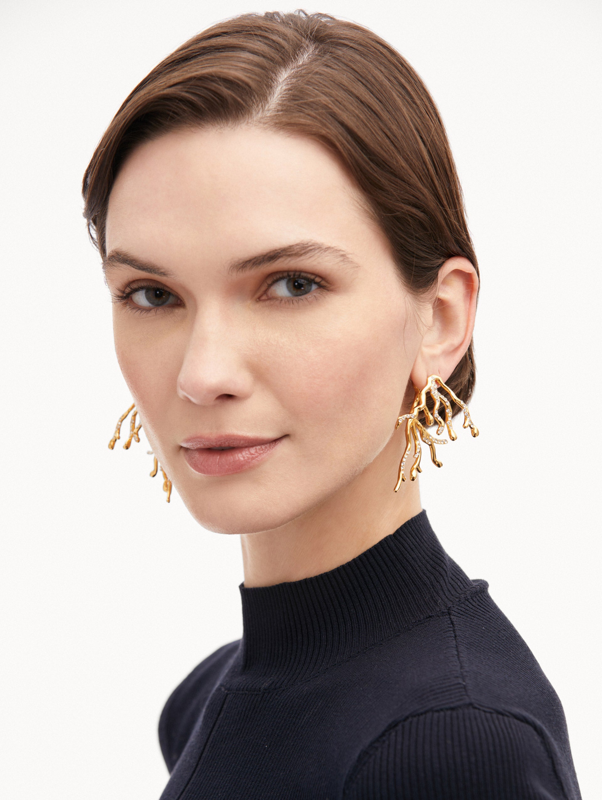 Elegant Coral & Gold Drop Earrings for Women – Handmade Dangle Earrings for Parties, Weddings & Special Occasions