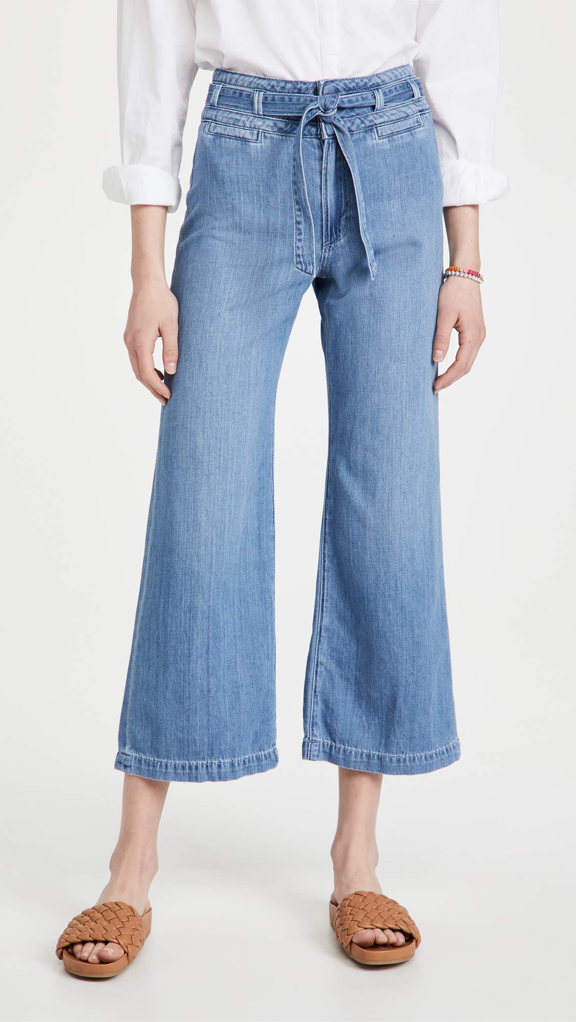 PAIGE Women's Anessa Self Belt Relaxed Wide Leg Jean - High Waist Stretch Denim Pants for Casual & Office Wear | Comfortable & Stylish Everyday Outfit