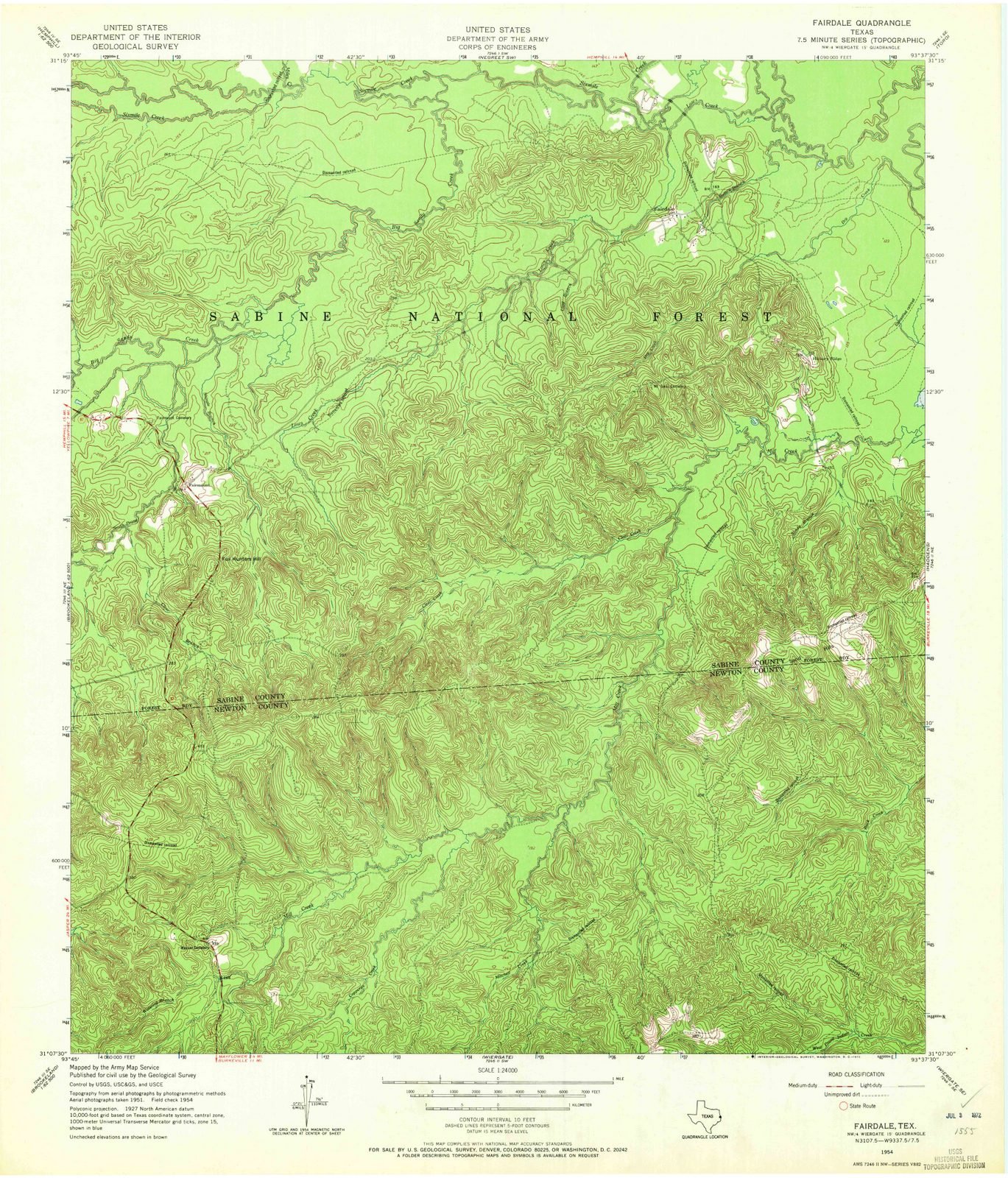 1954 Fairdale, TX USGS Historical Topographic Map - Large 44x53 Inch Vintage Texas Wall Art - Perfect for Home Office Decor & Geography Enthusiasts