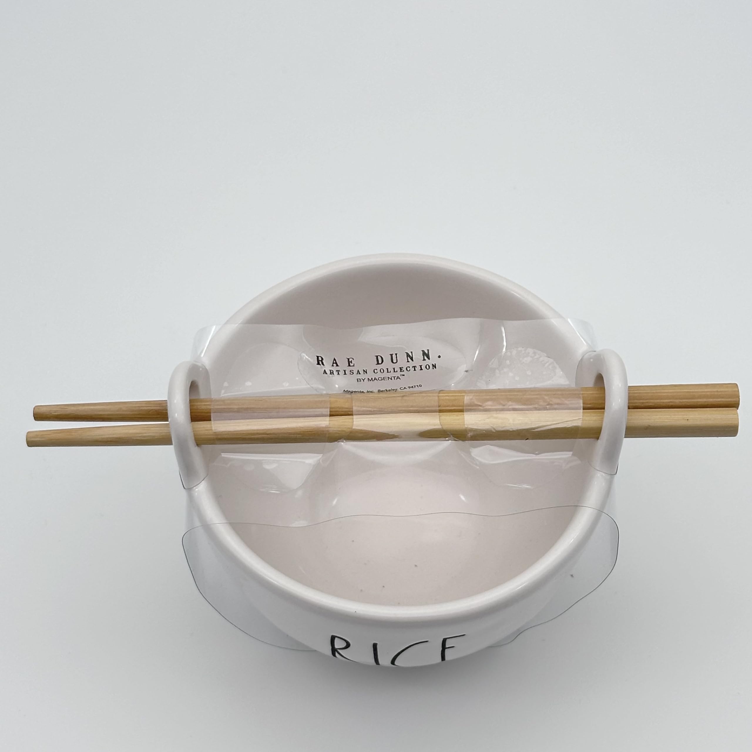 Rae Dunn Ceramic Rice Bowl with Chopsticks - Microwave & Dishwasher Safe - Perfect for Asian Cuisine, Sushi, and Home Dining