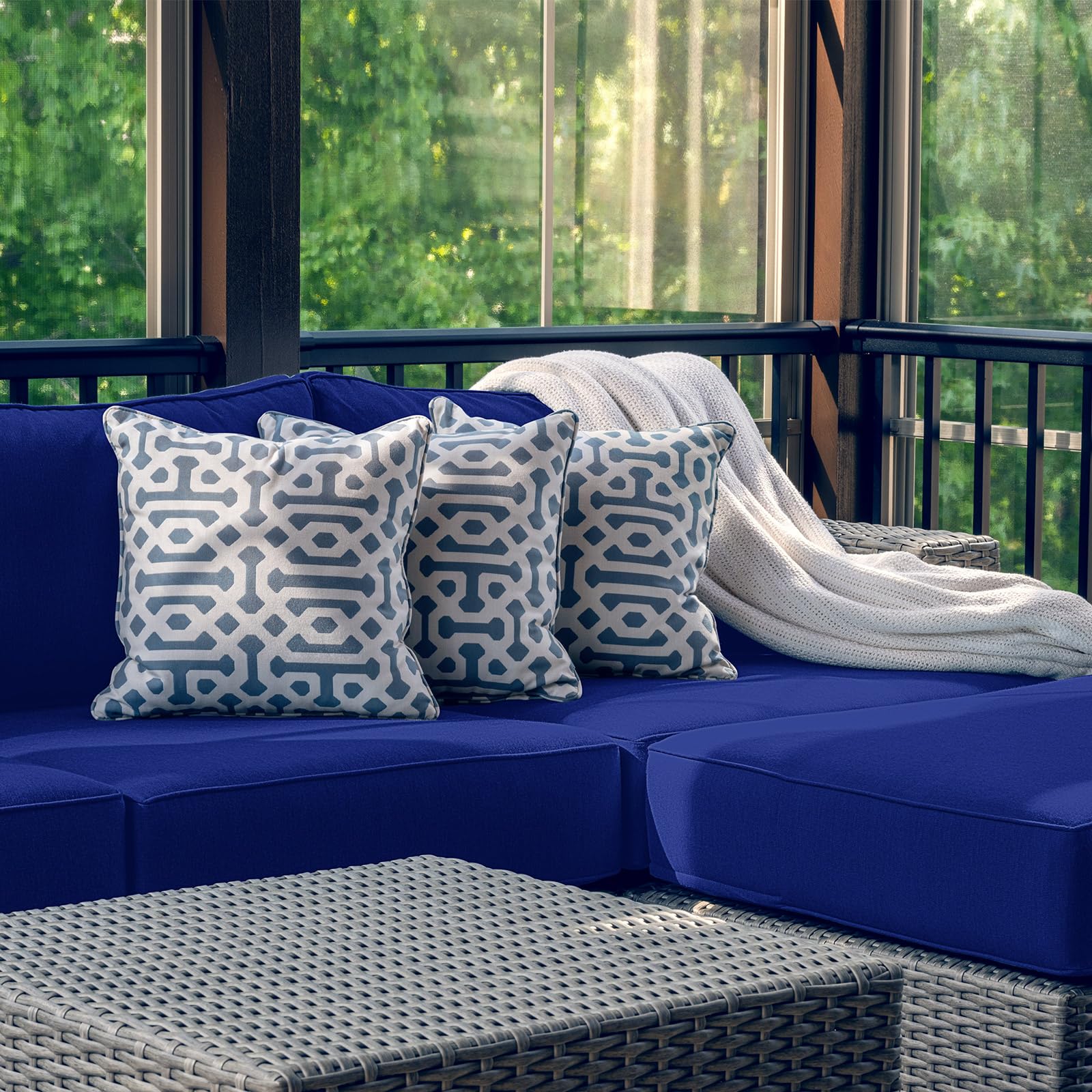 Patelai 11-Piece Outdoor Patio Cushion Slipcovers Set - Waterproof Replacement Covers for Sectional Sofa & Furniture (3 Sizes, Dark Blue) - Perfect for Backyard, Deck & Poolside Lounging