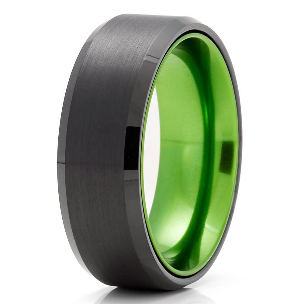 Black Tungsten Carbide Wedding Ring for Men & Women - 8mm Comfort Fit Band - Durable & Scratch Resistant - Perfect for Anniversaries, Engagements & Everyday Wear