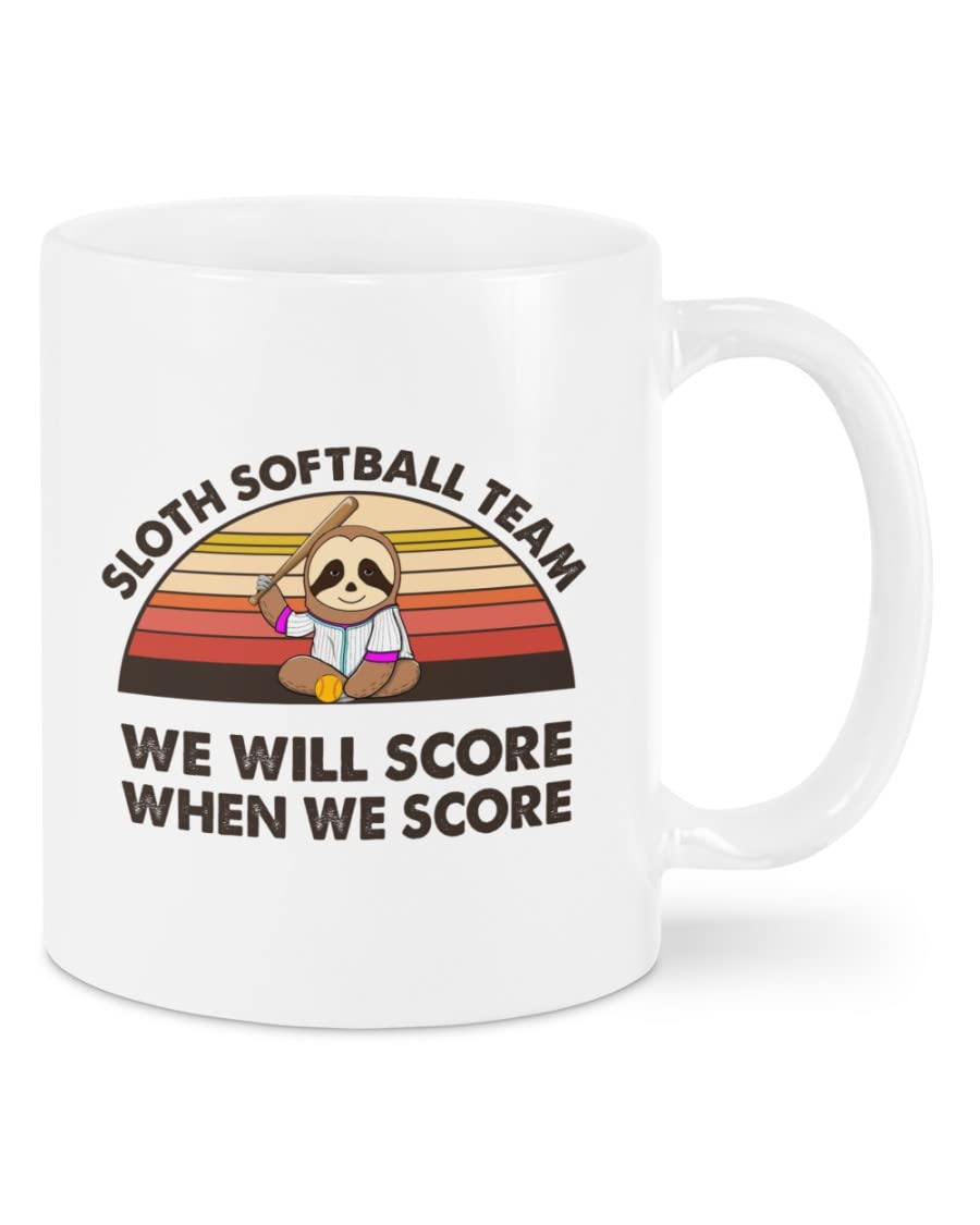 Softball Player Coffee Mug - 11oz & 15oz Ceramic Tea Cup Gift for Men & Women - Perfect Birthday & Christmas Present for Softball Lovers from Mom & Dad - Cute Sloth Design for Team Players & Lazy Days at Home