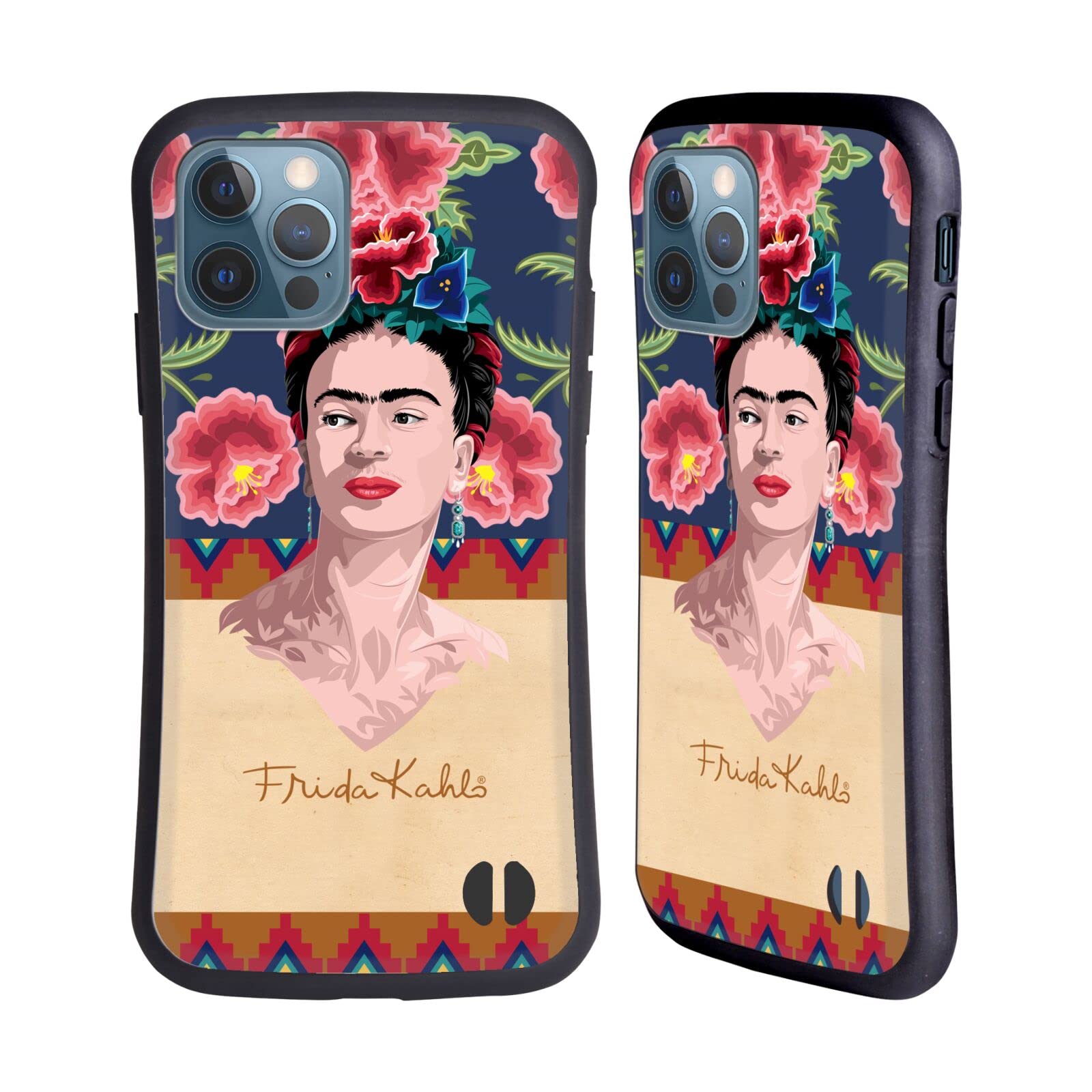 Officially Licensed Frida Kahlo Red Portrait Hybrid Phone Case for Apple iPhone 12 & iPhone 12 Pro - Durable Protection with Artistic Style, Perfect for Everyday Use & Gift Giving