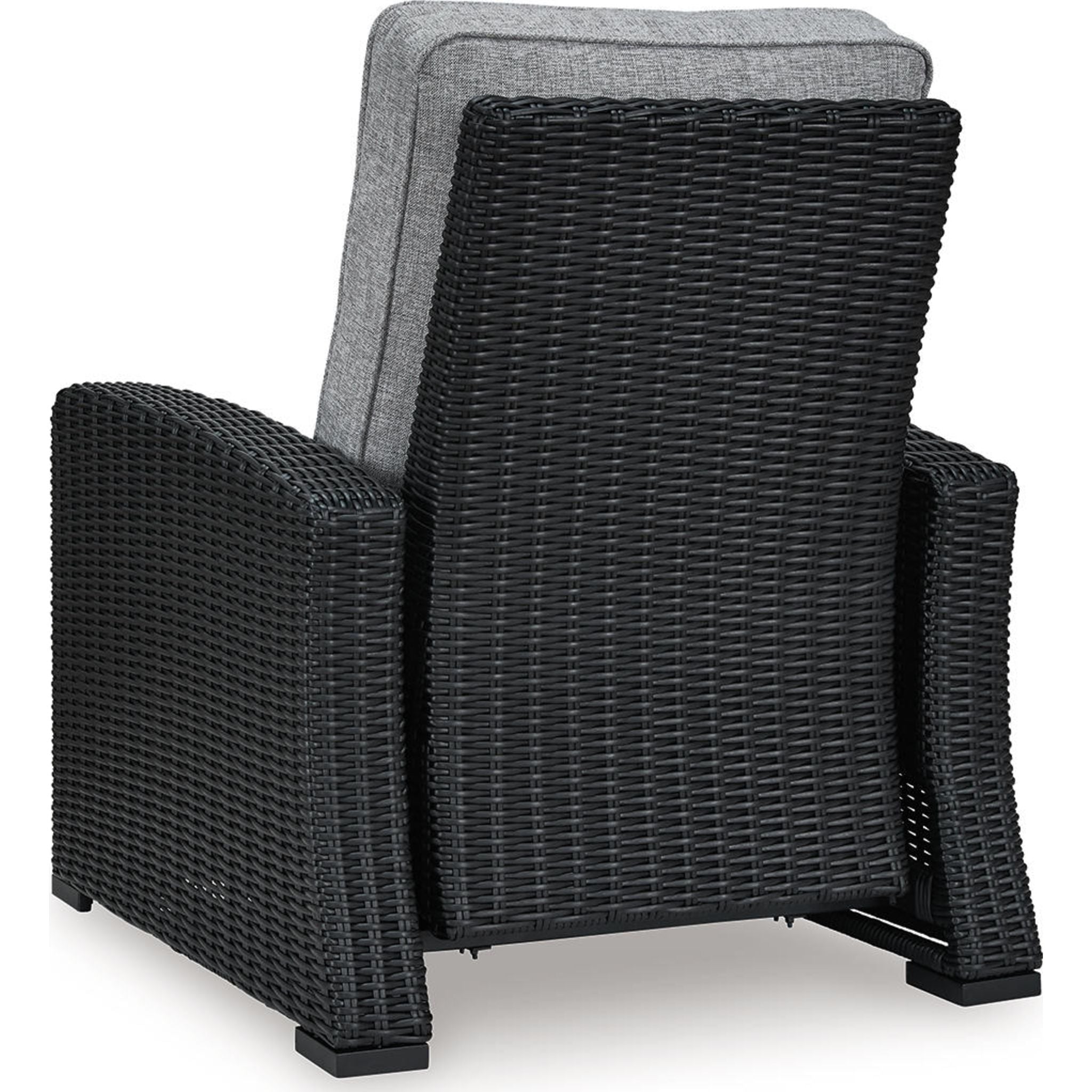 Beachcroft Outdoor Recliner Chair - Adjustable Patio Lounge Chair with Cup Holder, Black/Light Gray - Perfect for Poolside, Backyard, Beach & Garden Relaxation