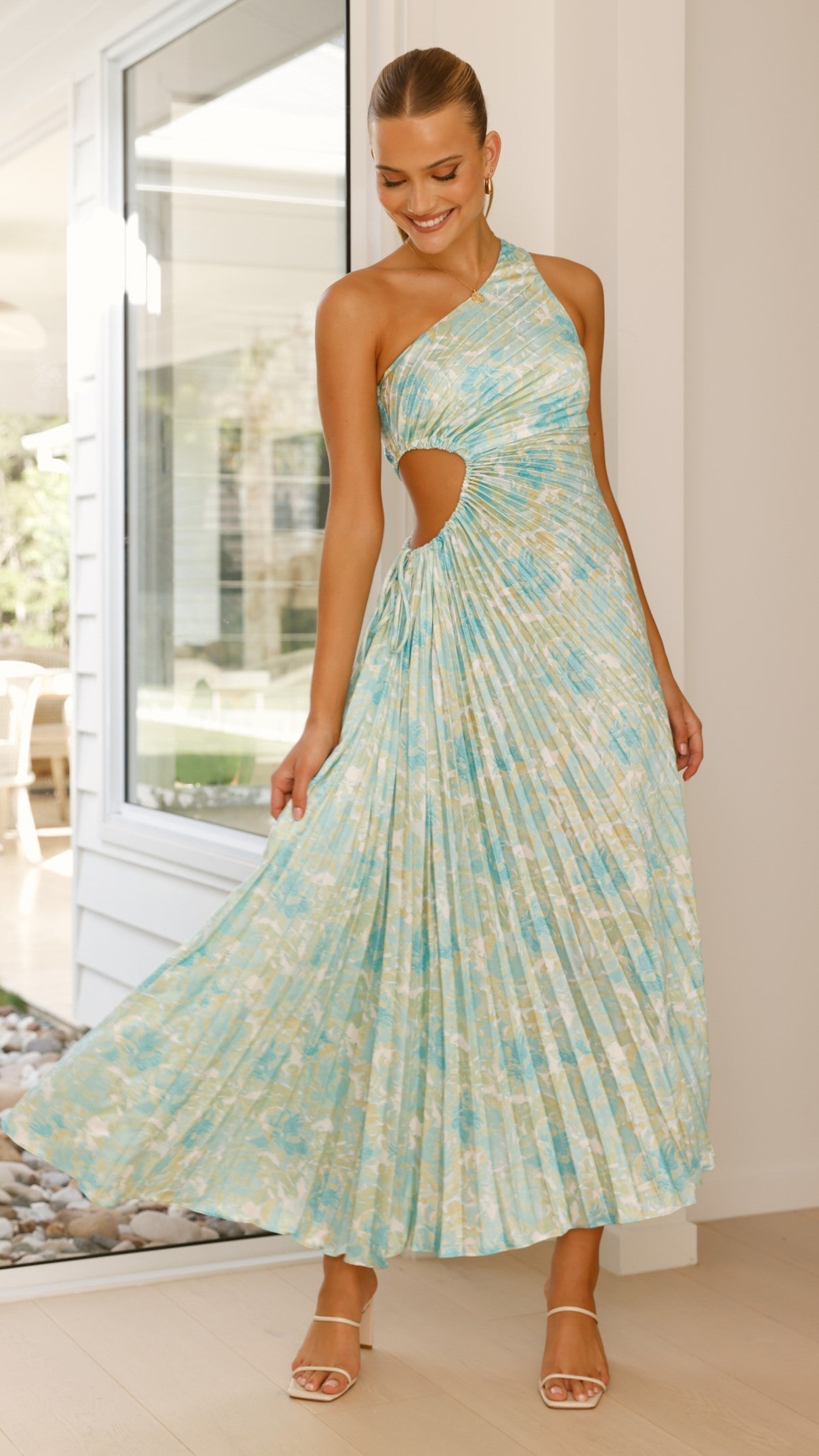 Laken Maxi Dress - Green Floral Print Long Summer Dress for Women | Beach, Vacation & Casual Wear