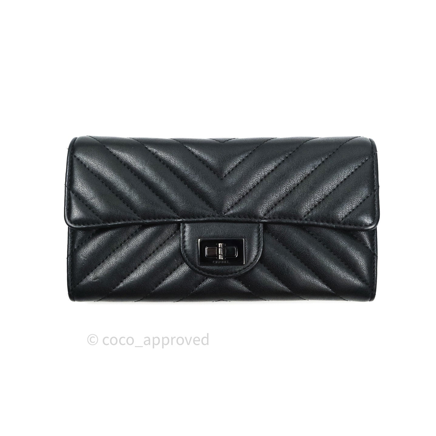 Chanel Chevron Sheepskin Reissue Large Flap Wallet So Black - Luxury Designer Womens Wallet for Everyday Use & Special Occasions