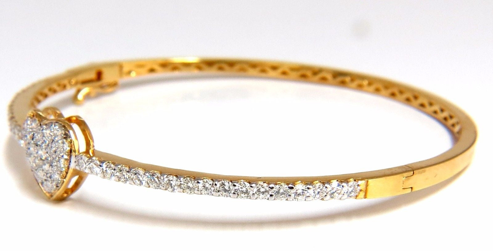 1.30ct G/VS 14K Gold Diamond Heart Bangle Bracelet - Elegant Gift for Women, Anniversary & Valentine's Day
